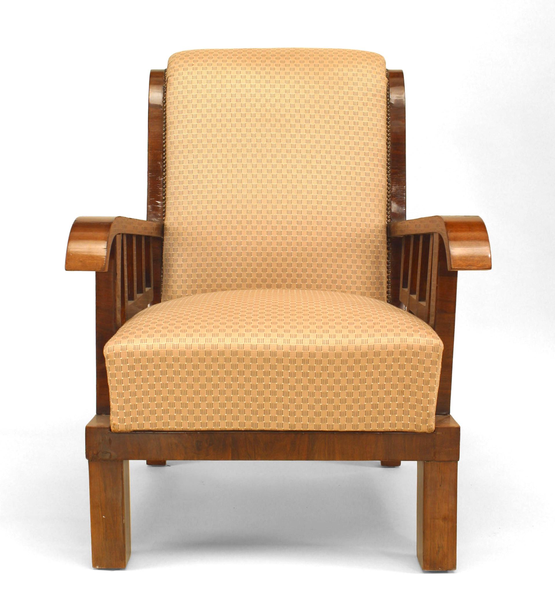 Pair of Art Deco Walnut Armchairs In Good Condition For Sale In New York, NY