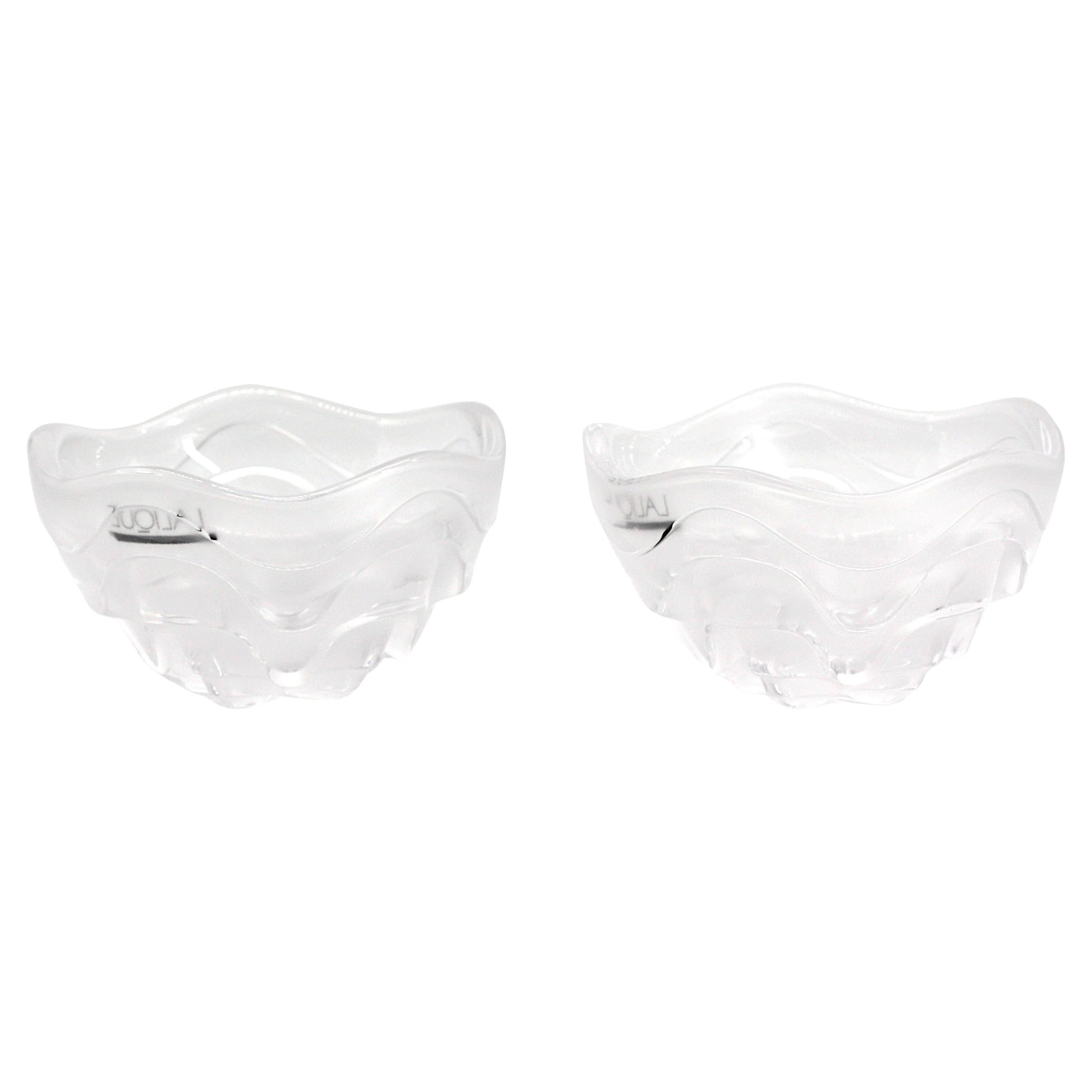 Pair of Lalique Colorless Glass Small Bowls