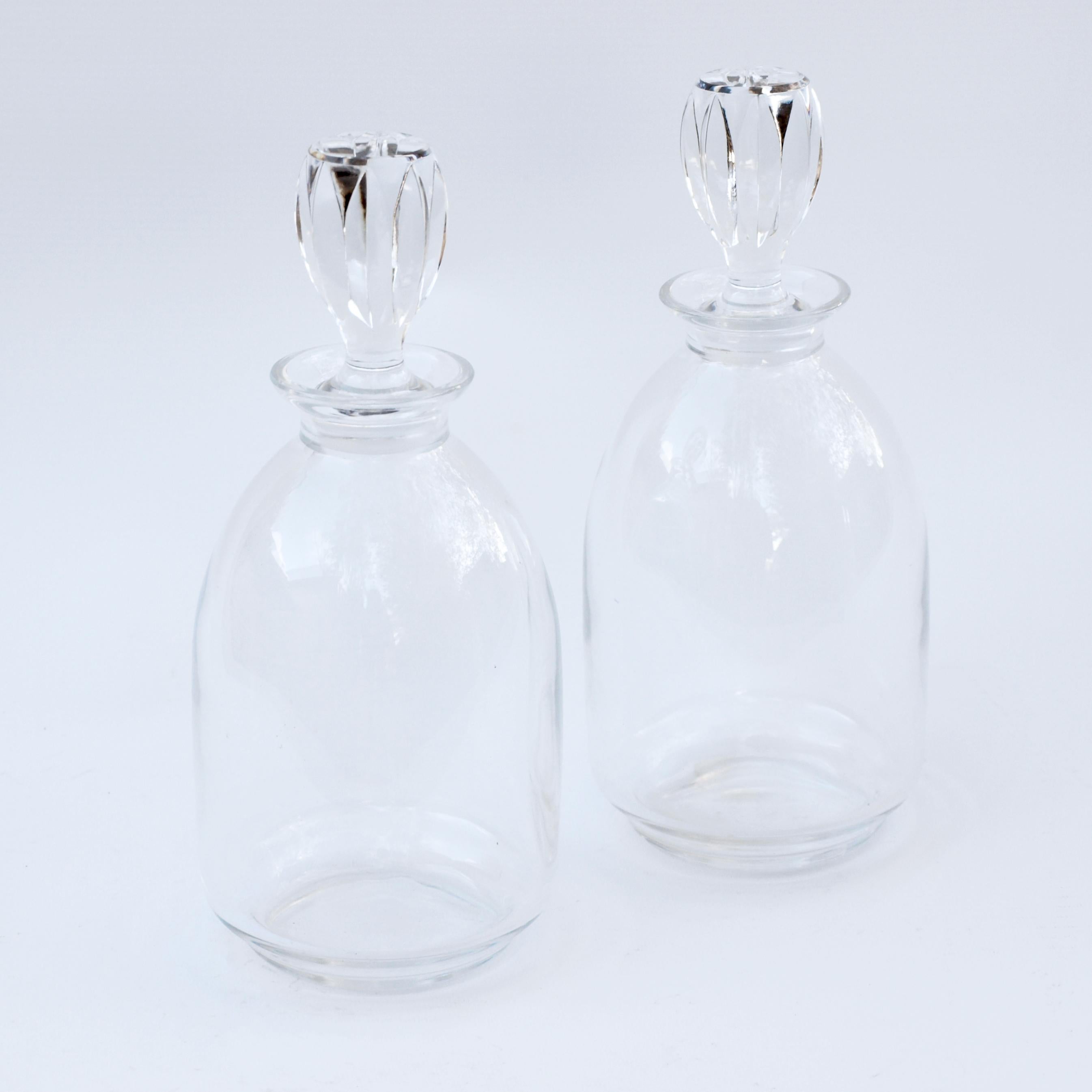 French Pair of Lalique Crystal Decanters, 1970