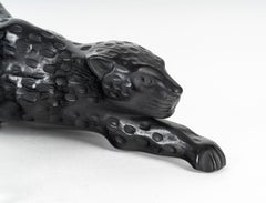Pair of Lalique Crystal Sculptures Representing Two Panthers, 20th Century.