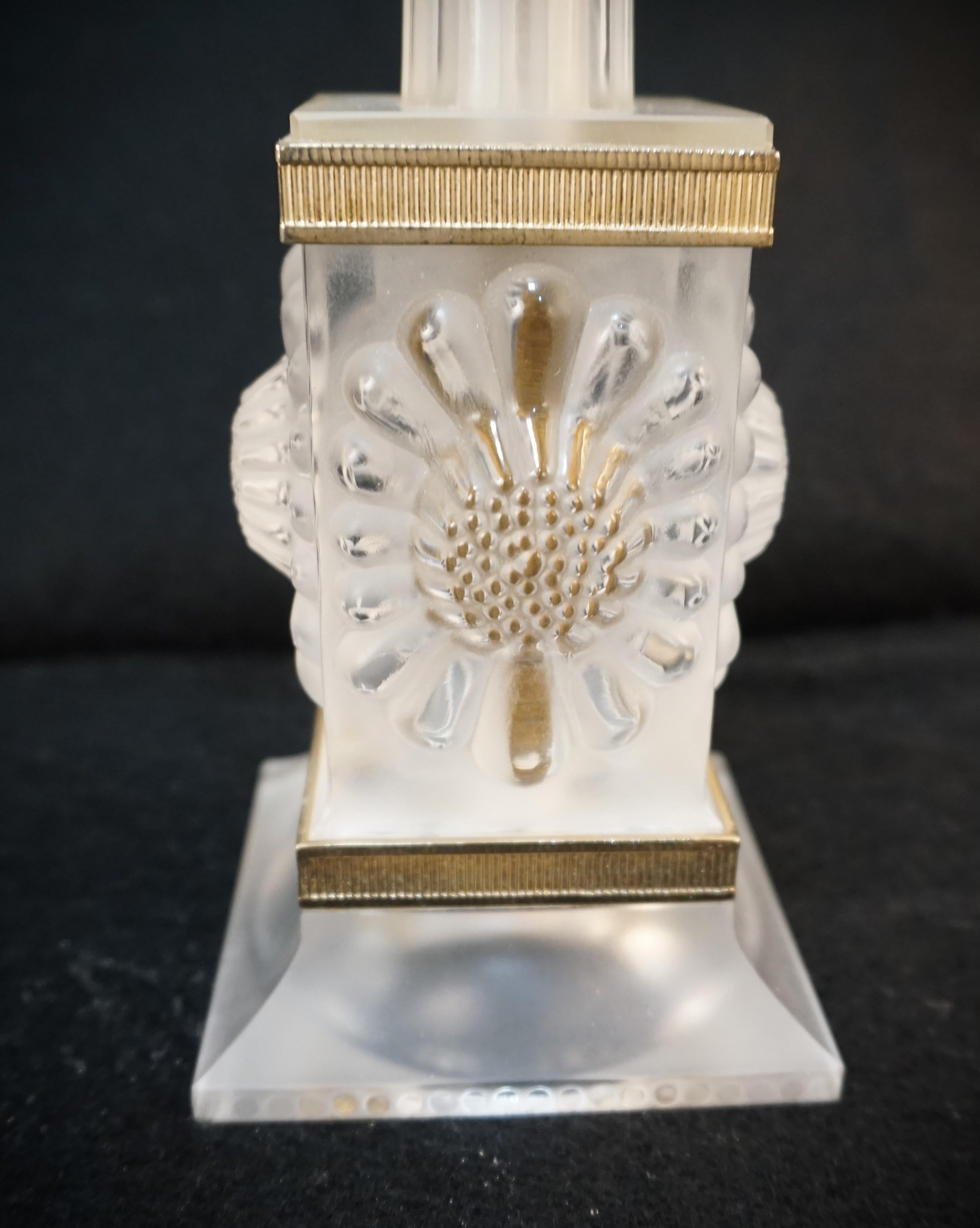 Pair of Lalique Crystal Table Lamps #4 For Sale 5