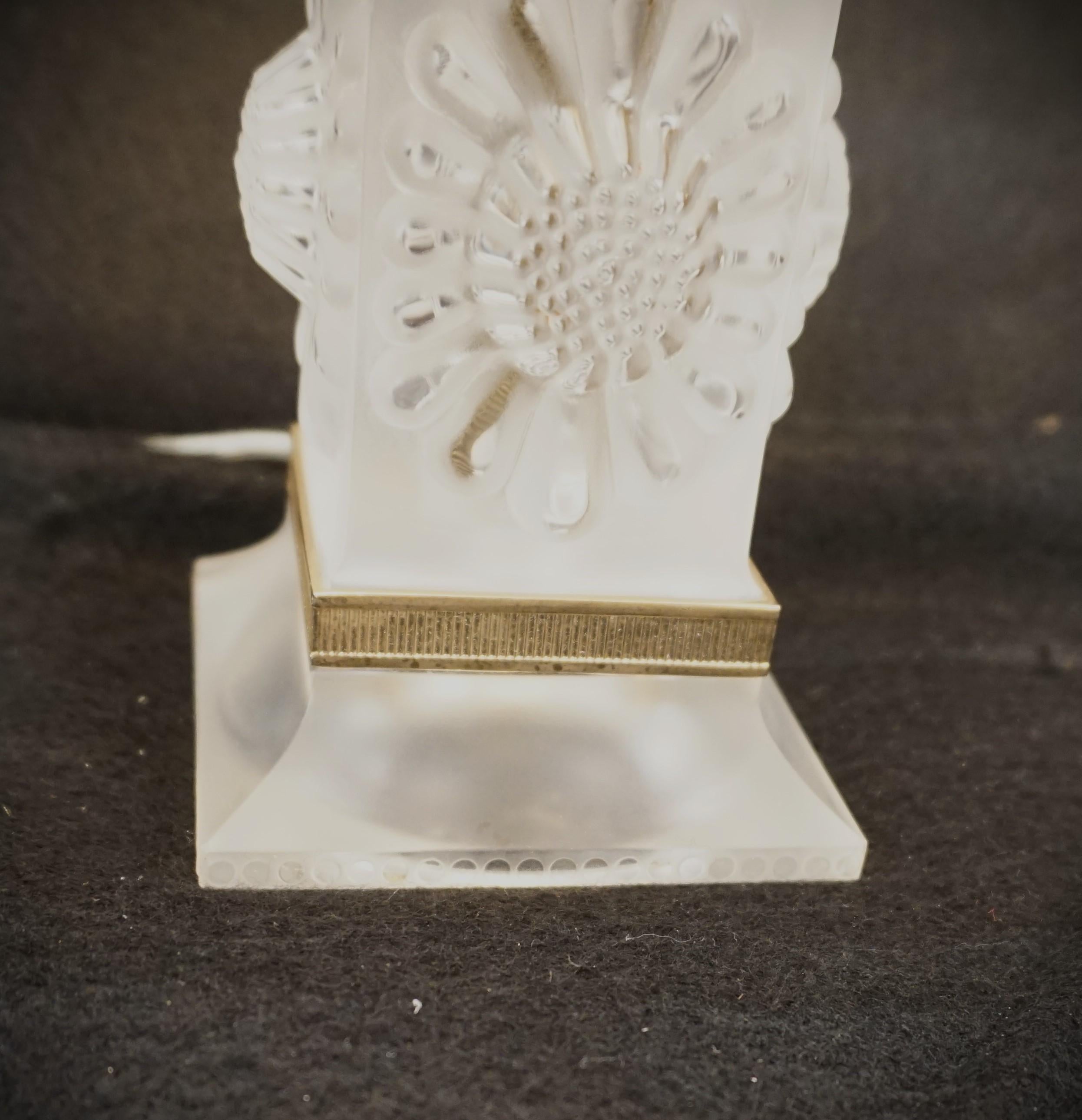 Pair of Lalique Crystal Table Lamps #4 For Sale 6