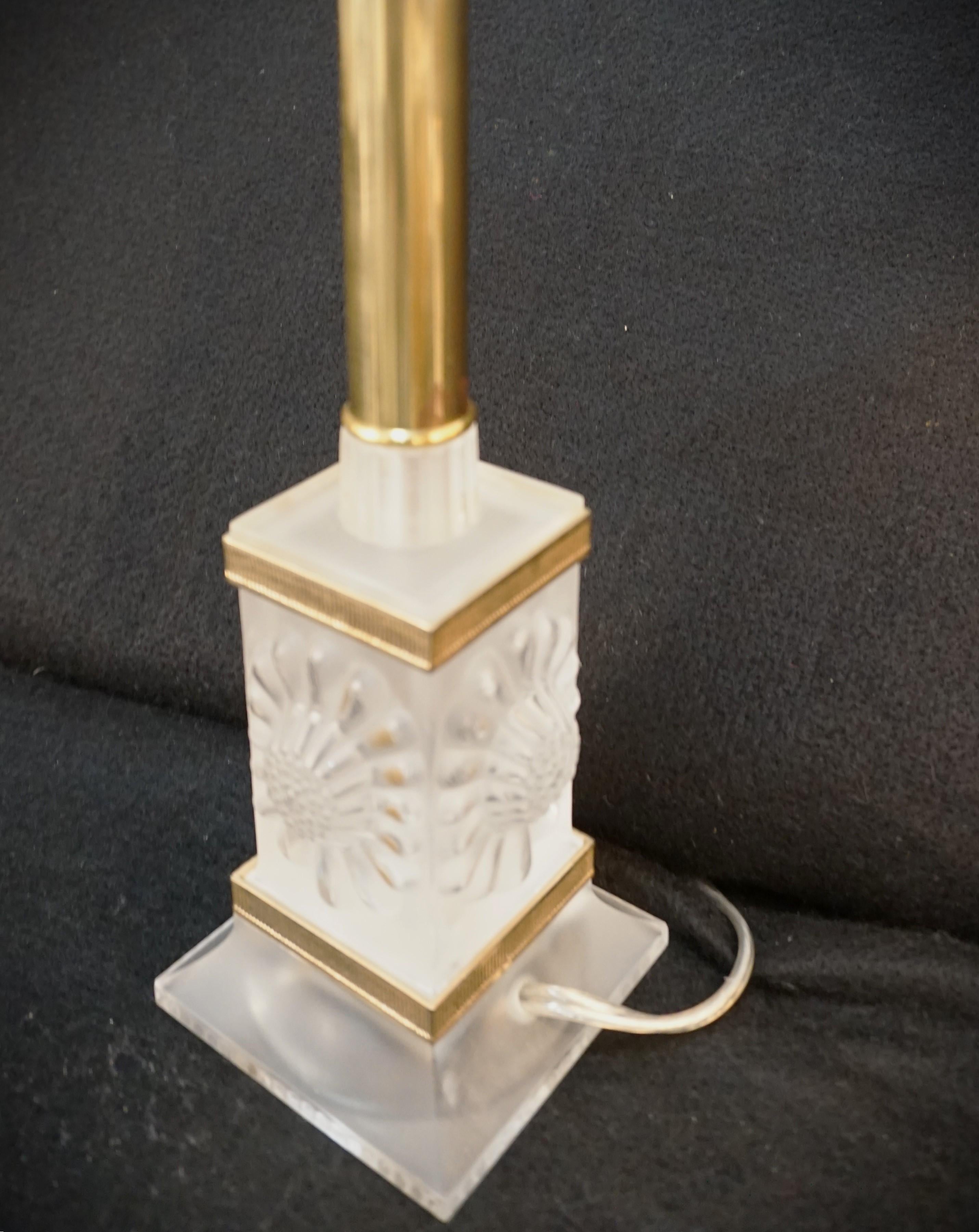 20th Century Pair of Lalique Crystal Table Lamps #4 For Sale