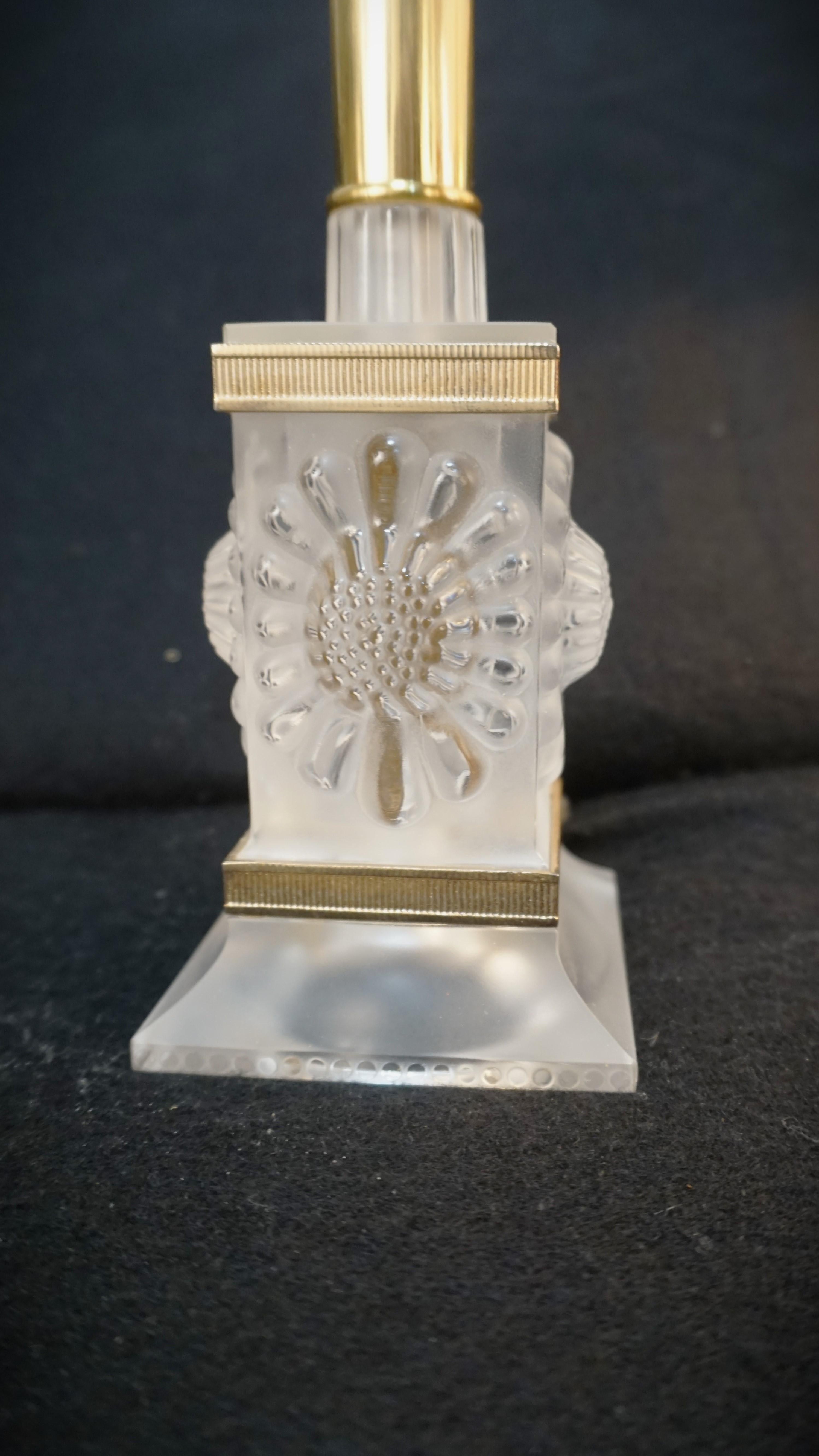 Bronze Pair of Lalique Crystal Table Lamps #4 For Sale