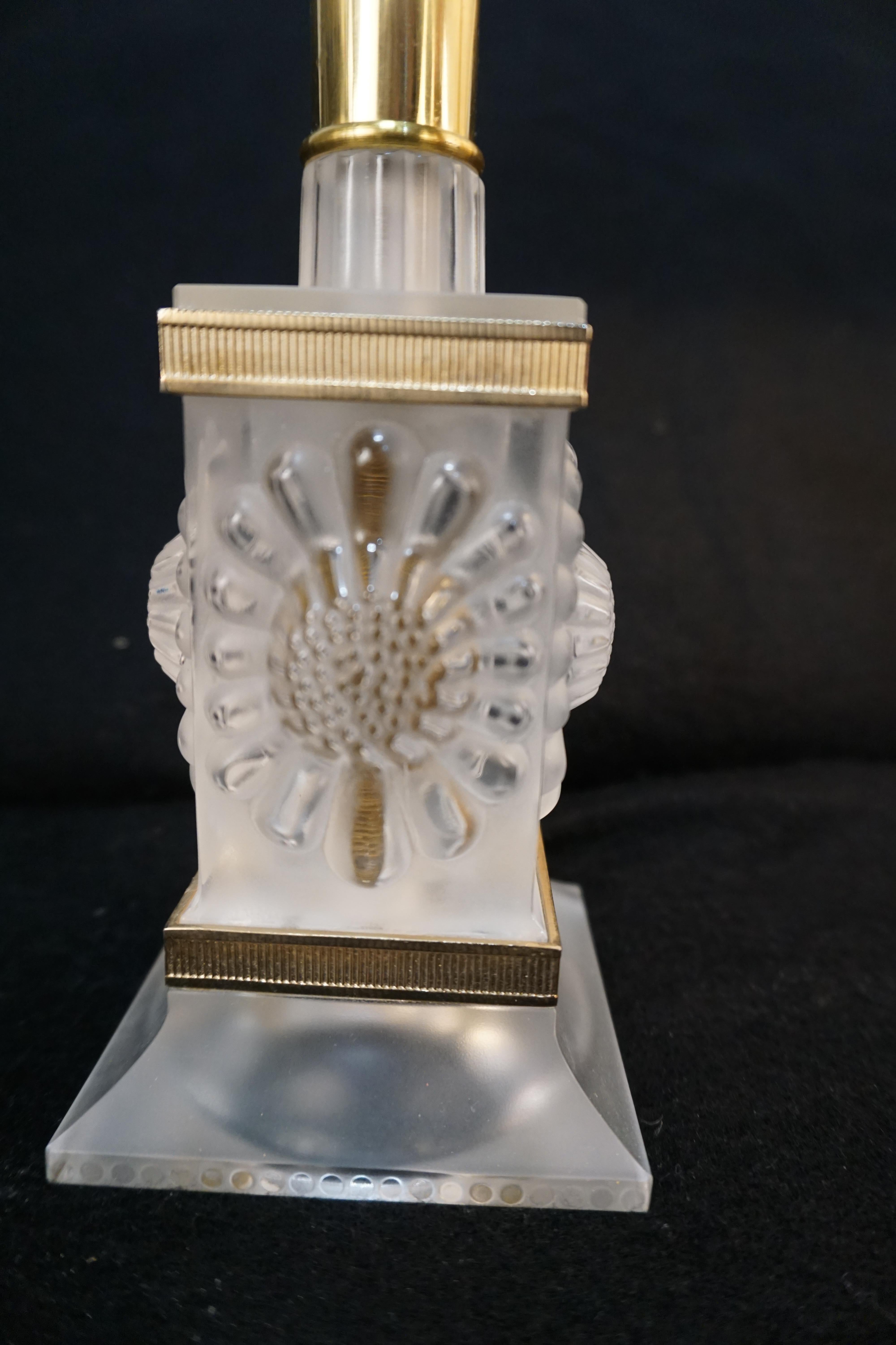 Pair of Lalique Crystal Table Lamps #4 For Sale 1