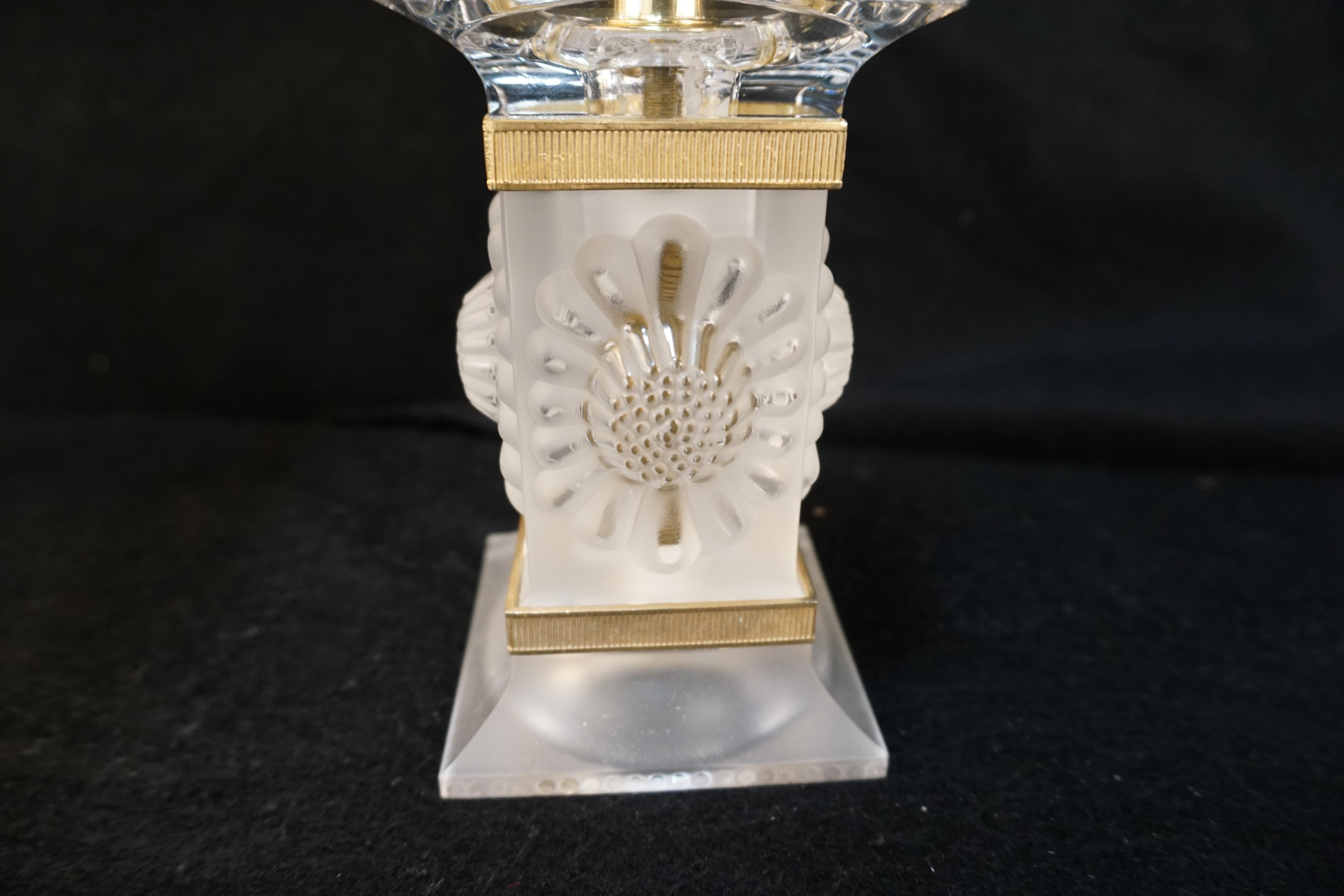 Pair of Lalique Crystal Table Lamps # 5 For Sale 4