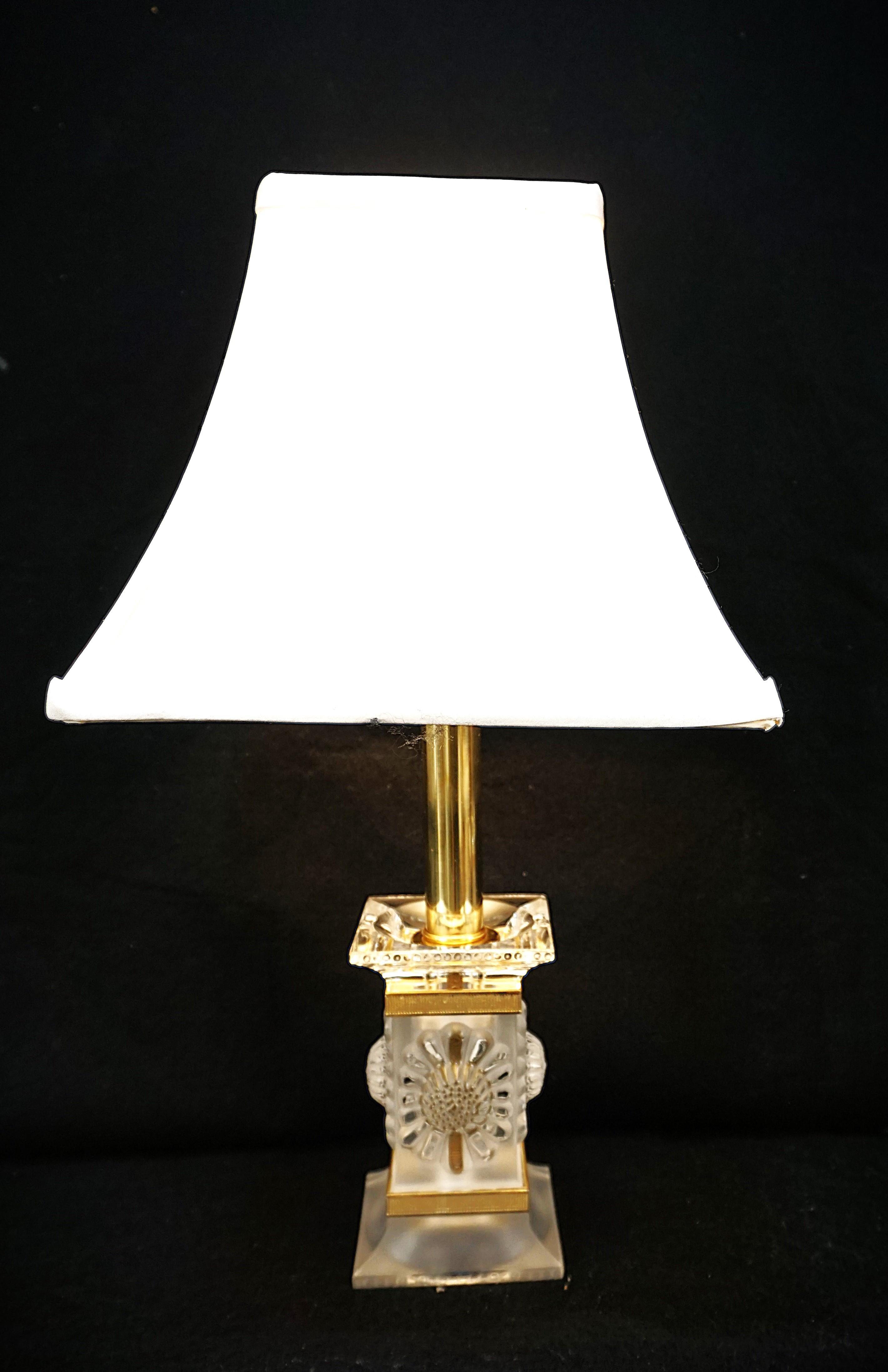 French Pair of Lalique Crystal Table Lamps # 5 For Sale
