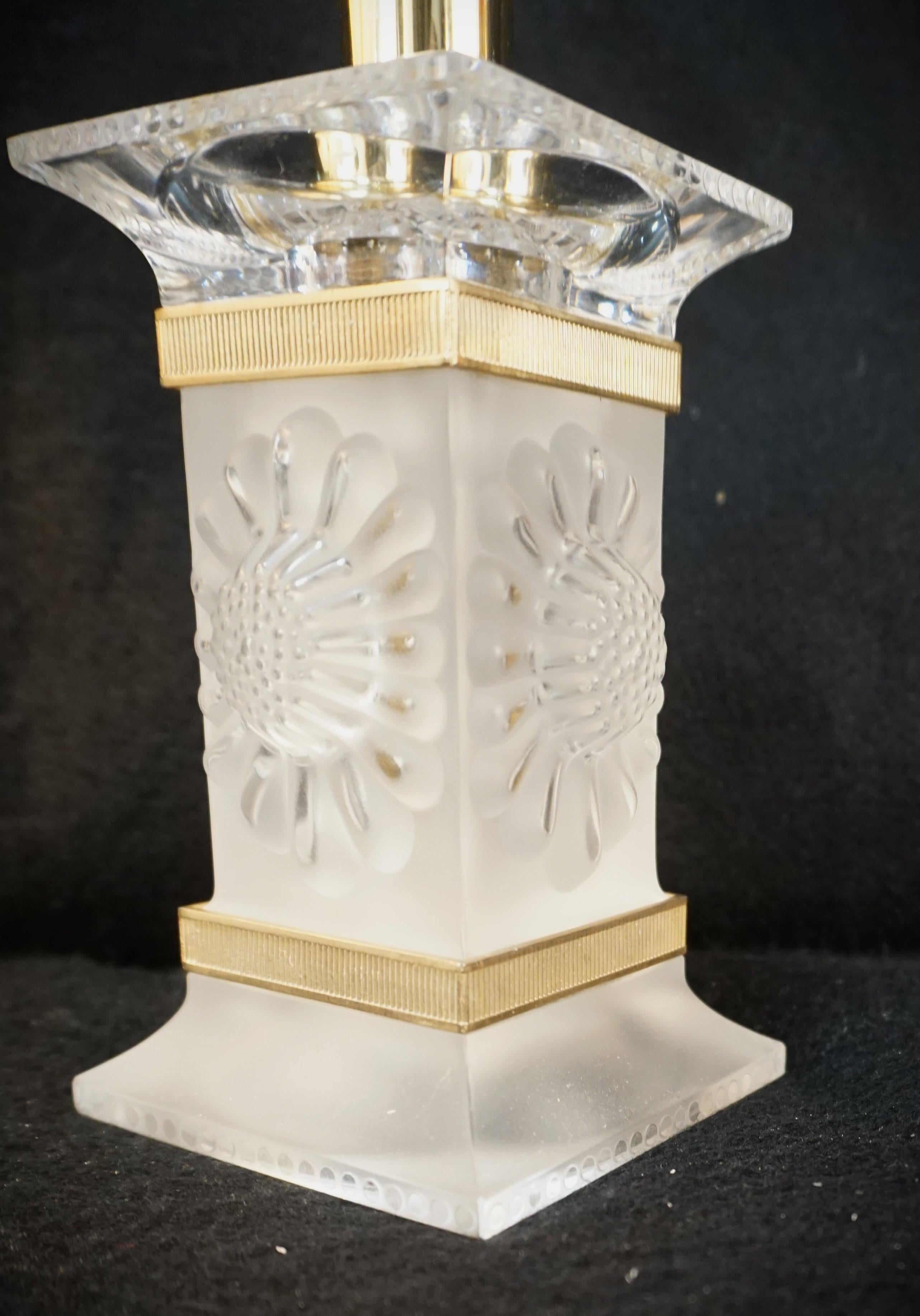 20th Century Pair of Lalique Crystal Table Lamps # 5 For Sale