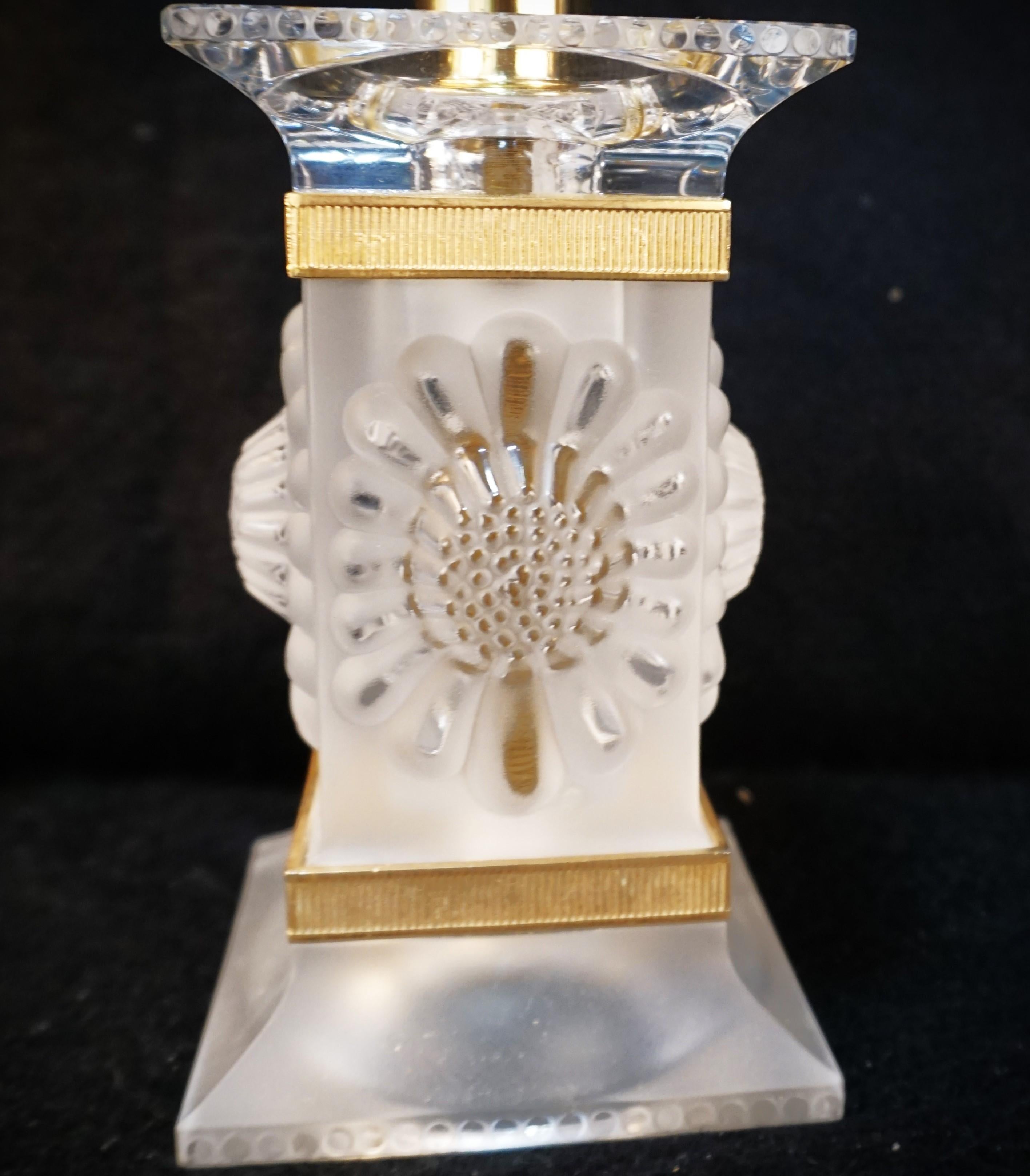 Bronze Pair of Lalique Crystal Table Lamps # 5 For Sale