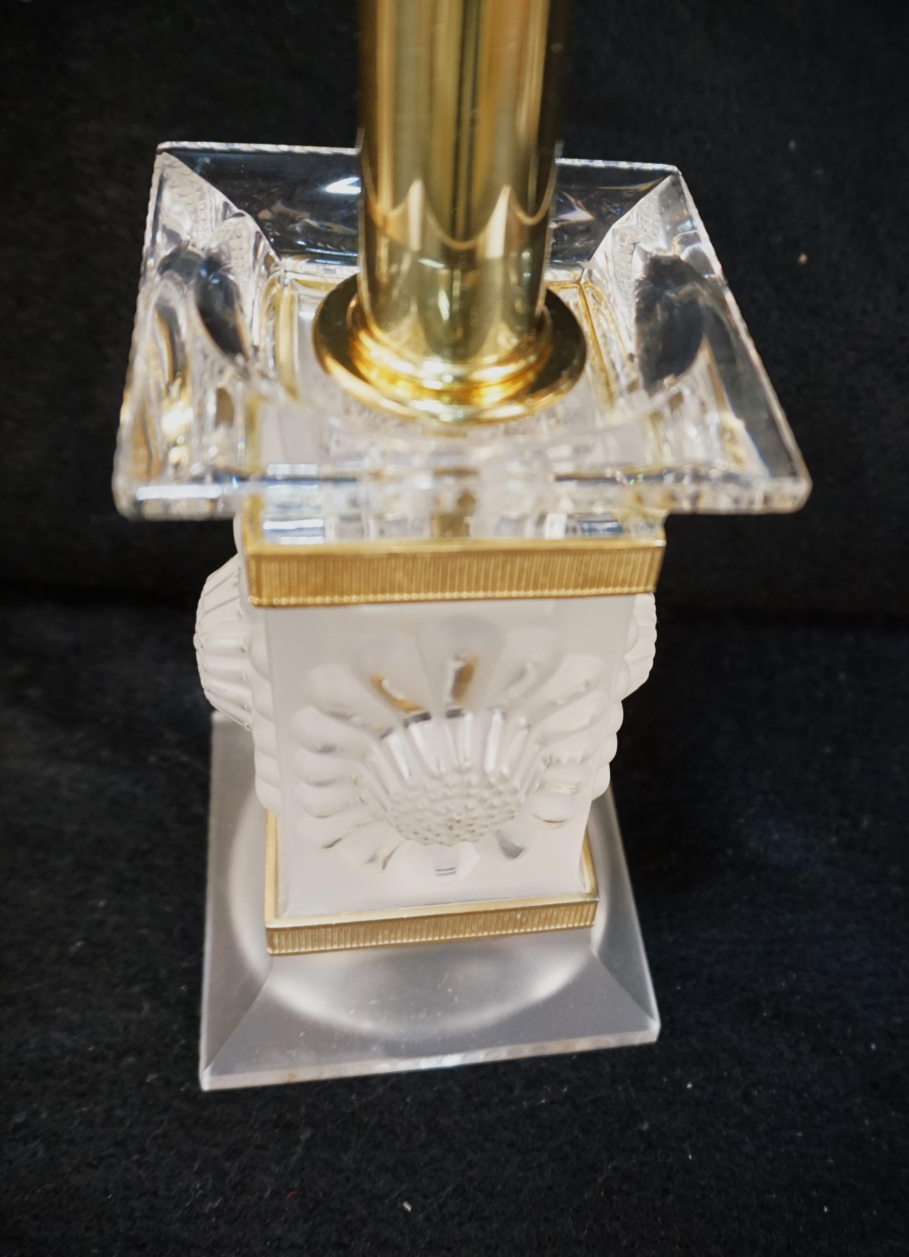 Pair of Lalique Crystal Table Lamps # 5 For Sale 1