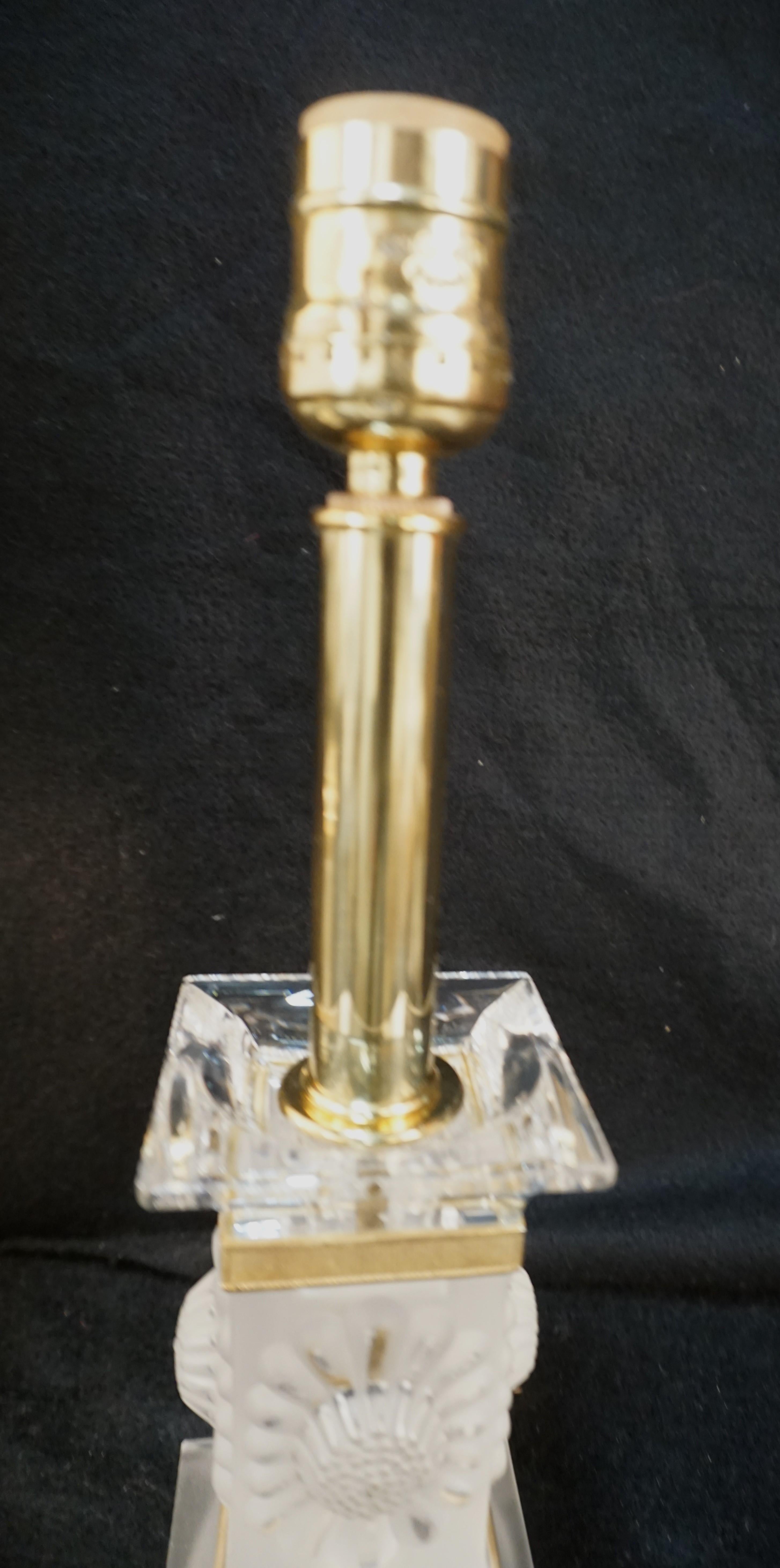 Pair of Lalique Crystal Table Lamps # 5 For Sale 3
