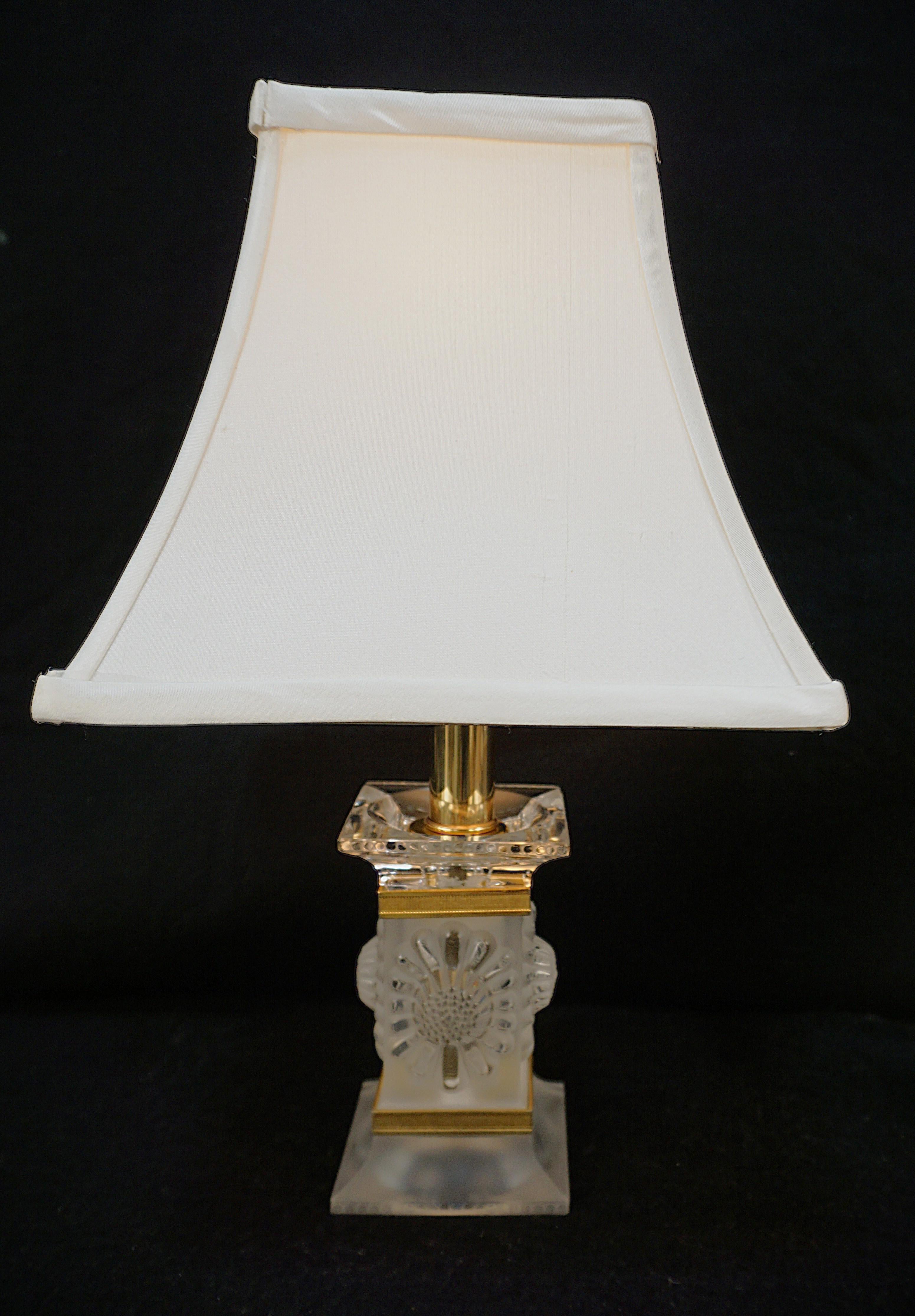 French Pair of Lalique Crystal Table Lamps #6 For Sale