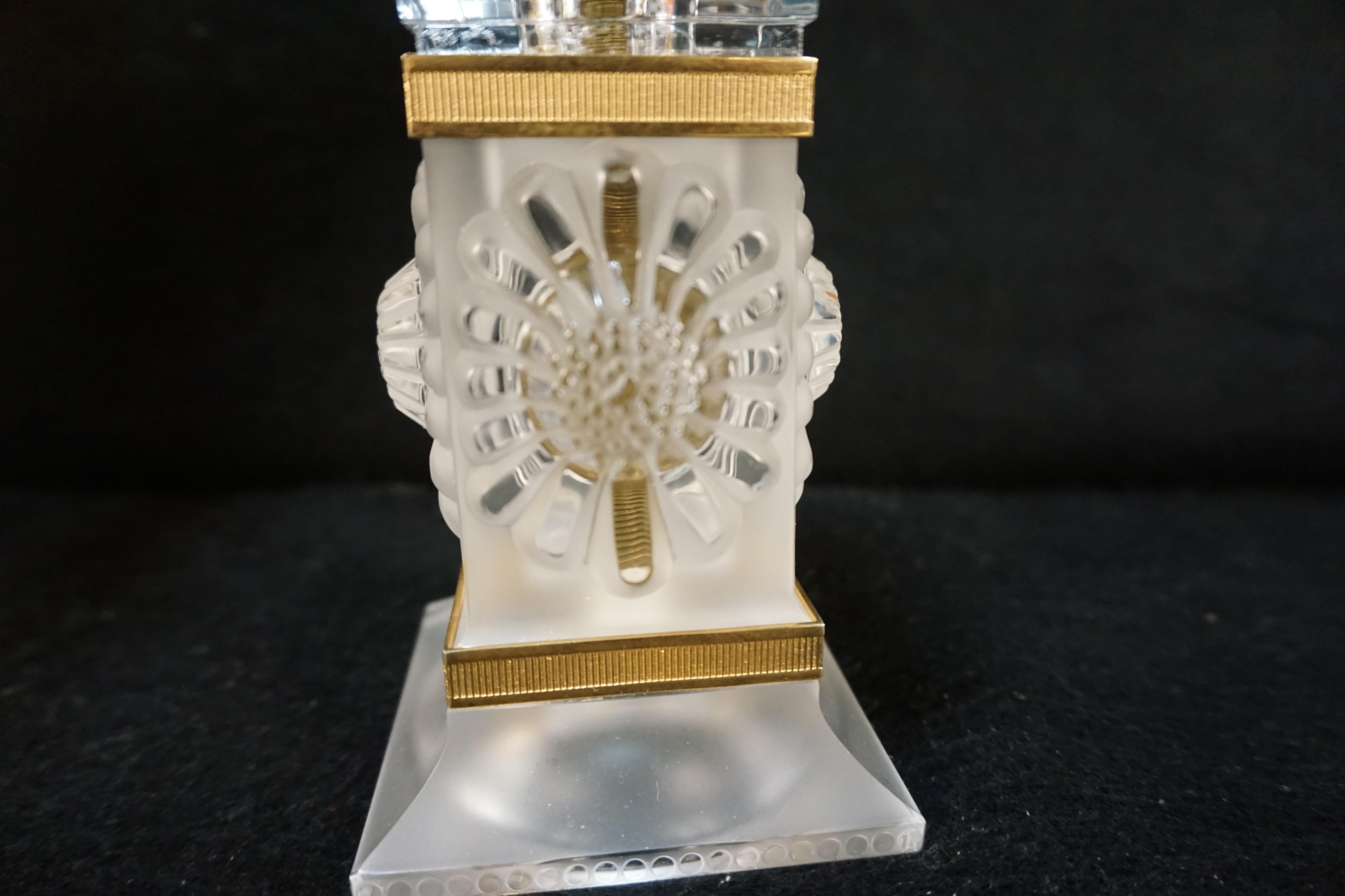 Pair of Lalique Crystal Table Lamps #6 In Good Condition For Sale In Fairfax, VA