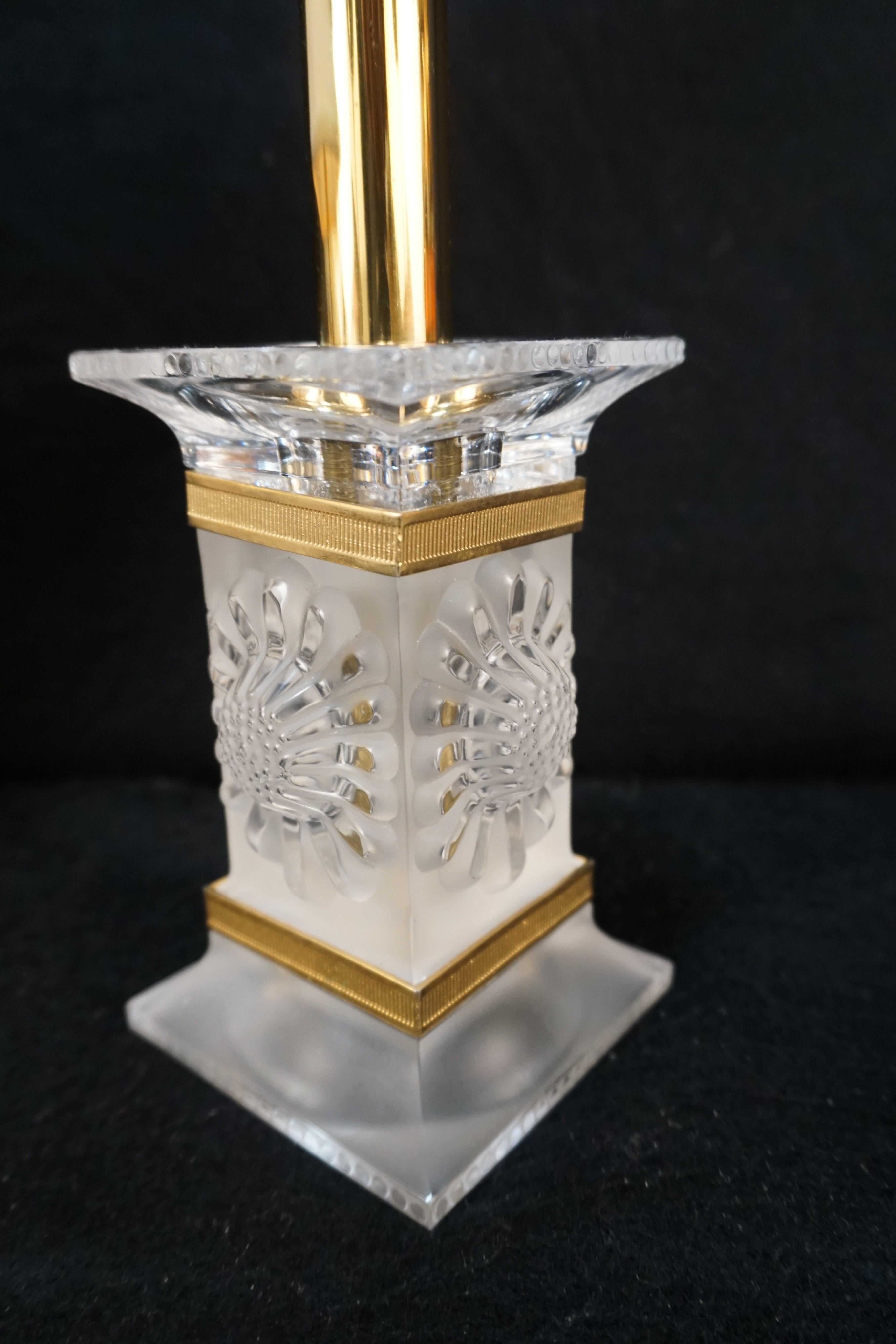 Bronze Pair of Lalique Crystal Table Lamps #6 For Sale