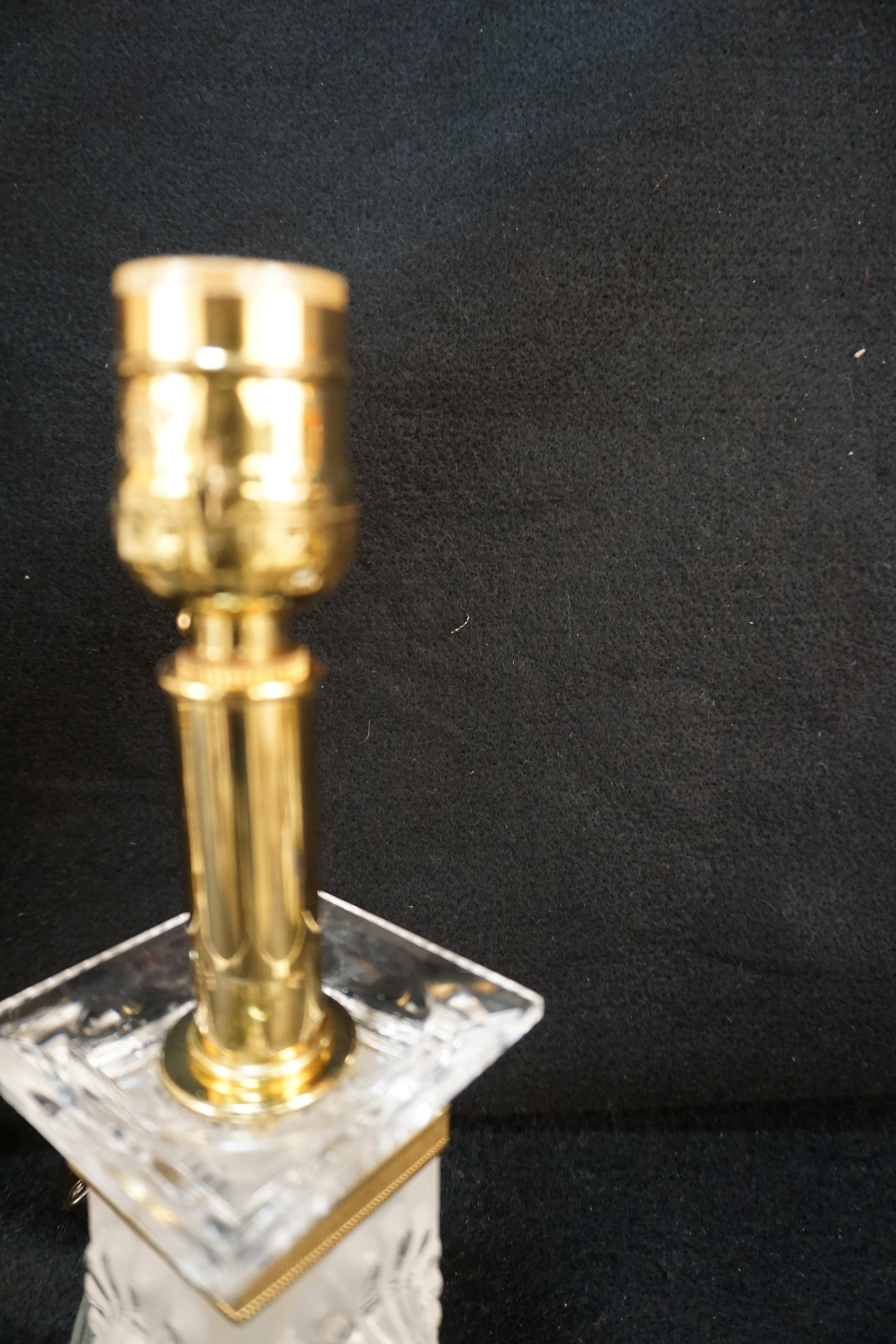 Pair of Lalique Crystal Table Lamps #6 For Sale 2
