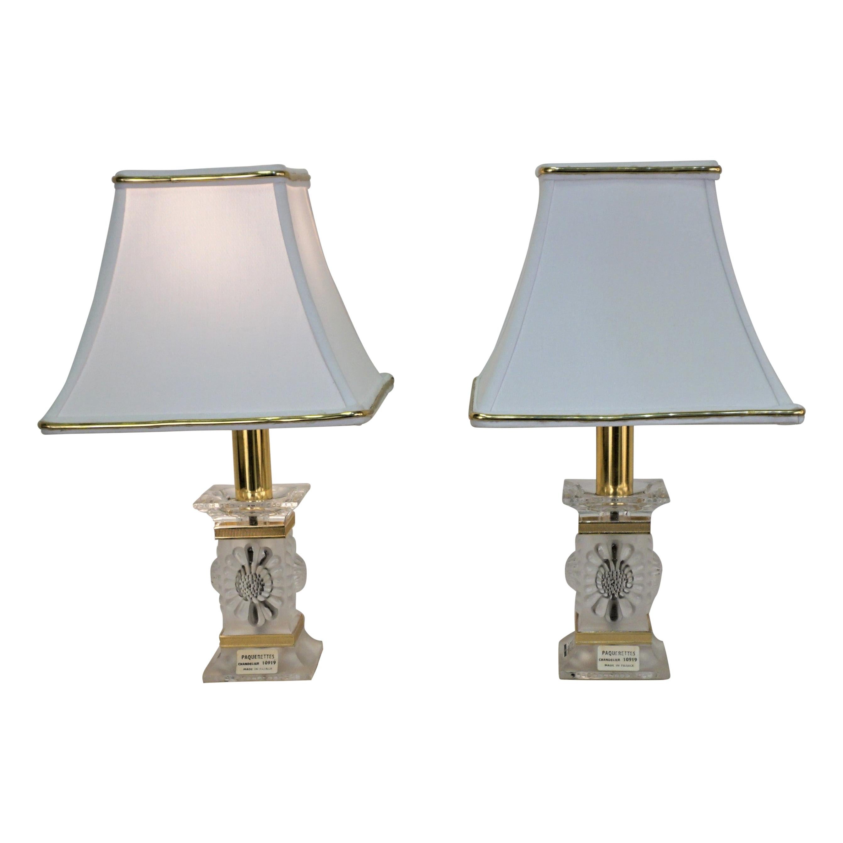 Pair of Lalique Crystal Table Lamps