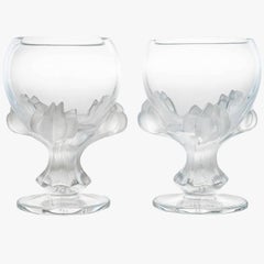 Paar Lalique Nature Schalenvasen Kristall, Frankreich