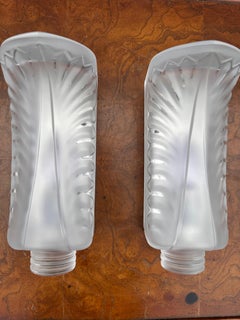 Pair of Lalique Palme Crystal Wall Sconces