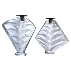 Pair of Lalique " Ravelana" Candle Holders