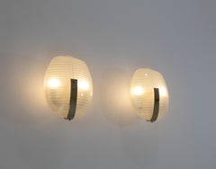 Pair of Lambda wall lamps in metal & glass by Vico Magistretti for Artemide, 60s