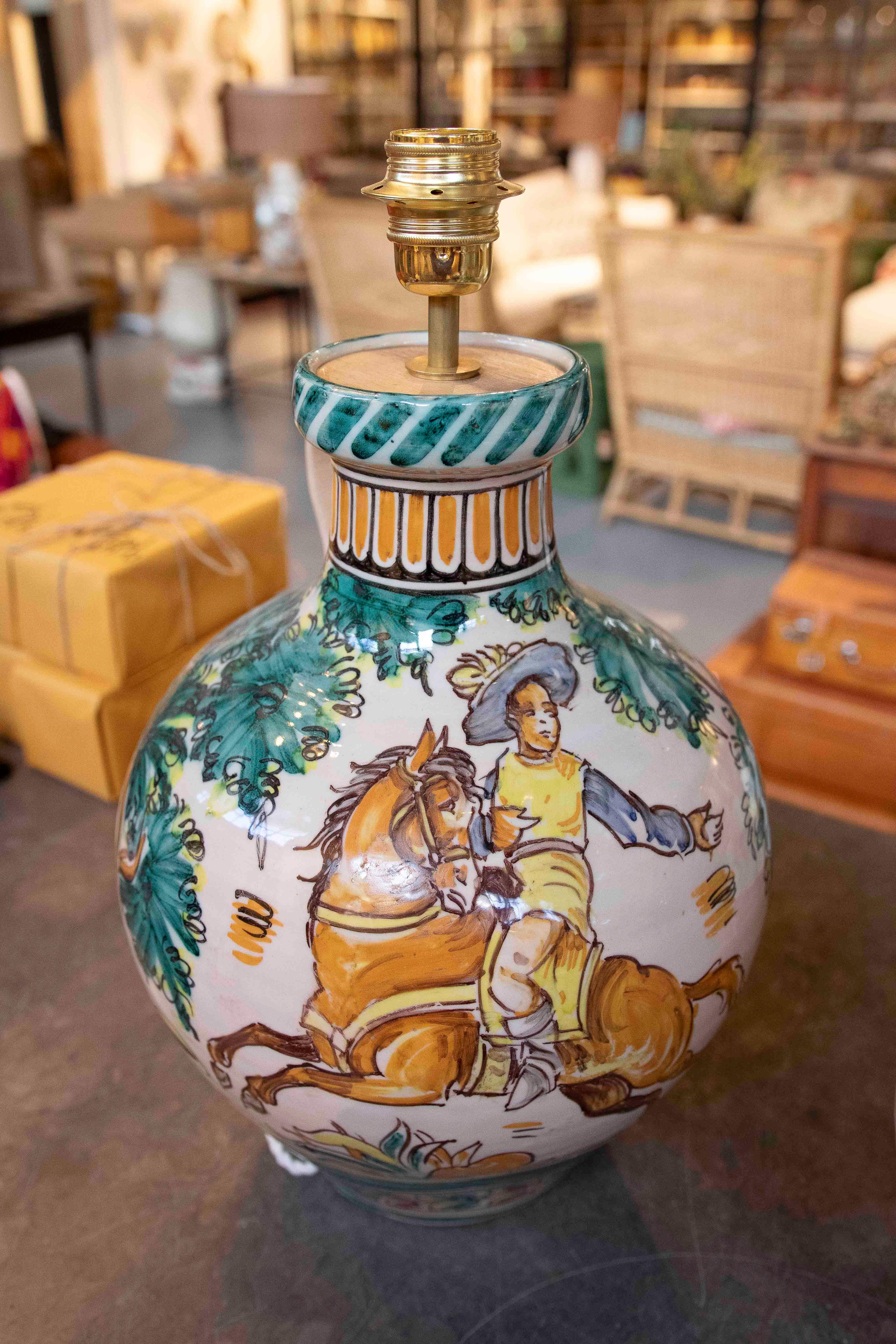 Pair of Lamp Bases in Decorated Ceramic Mediterranean style 5