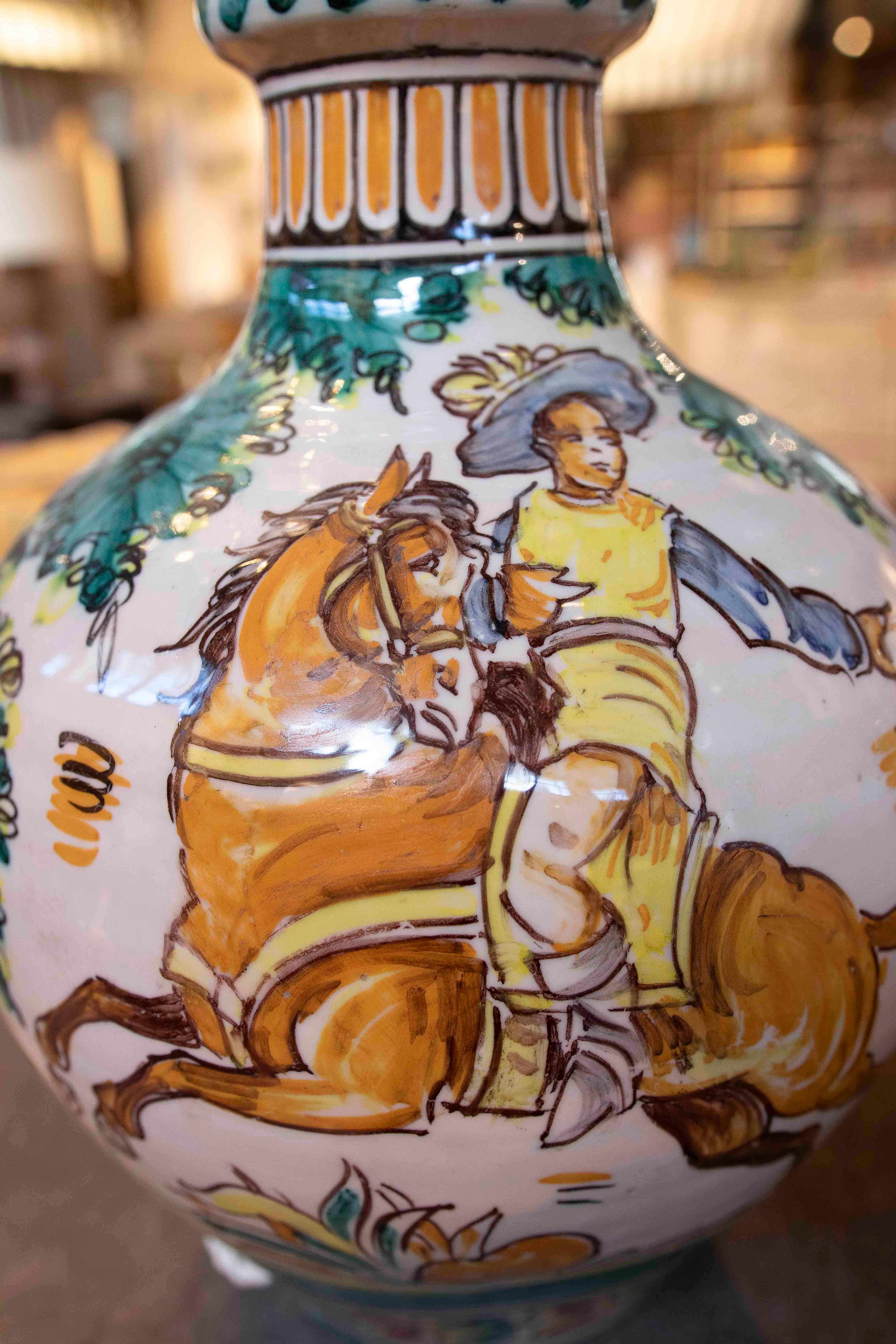 Pair of Lamp Bases in Decorated Ceramic Mediterranean style 1