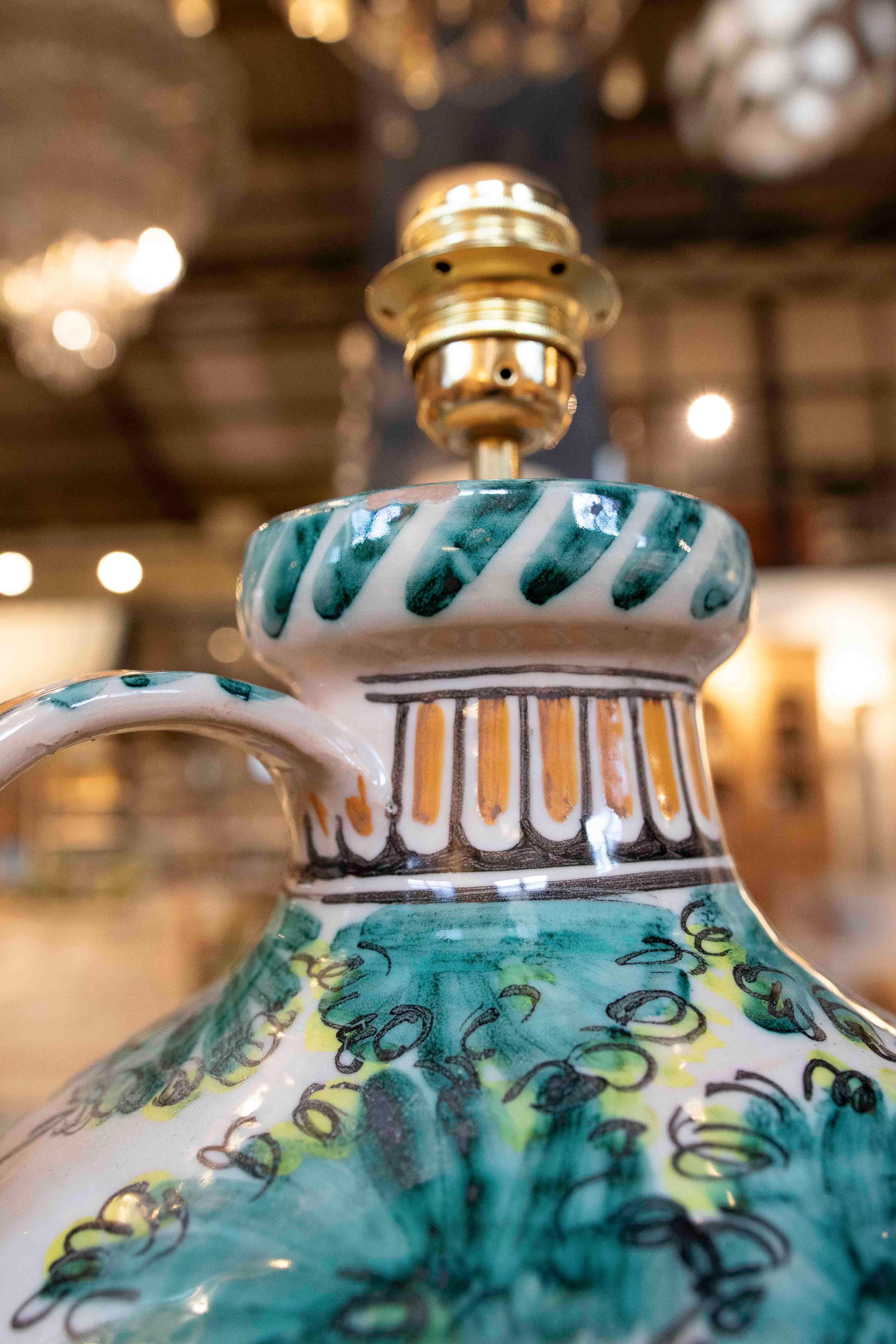 Pair of Lamp Bases in Decorated Ceramic Mediterranean style 3