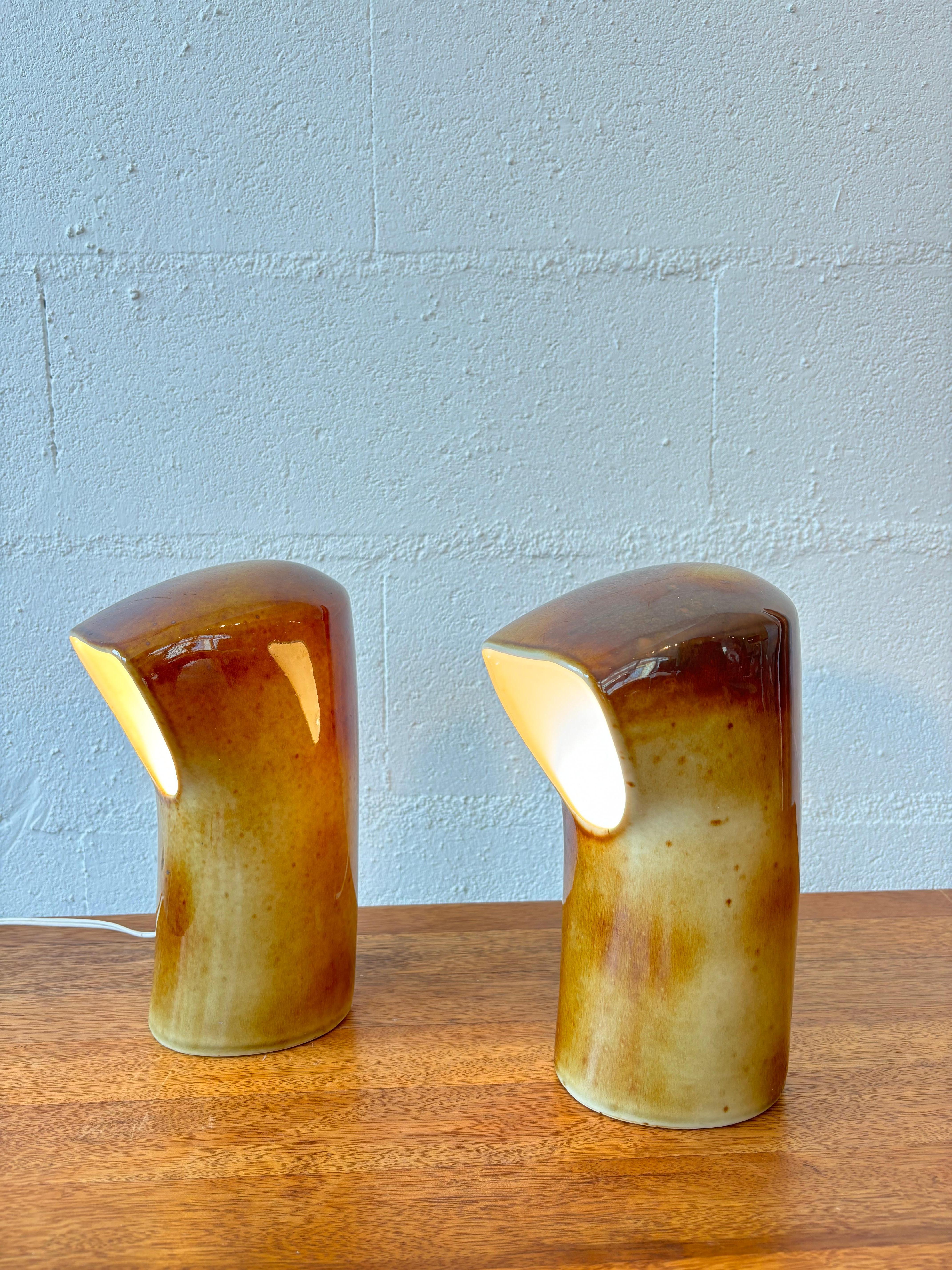 Jolie paire de lampe écoutilles par Pierre Lèbe pour Virebent vers 1980/90