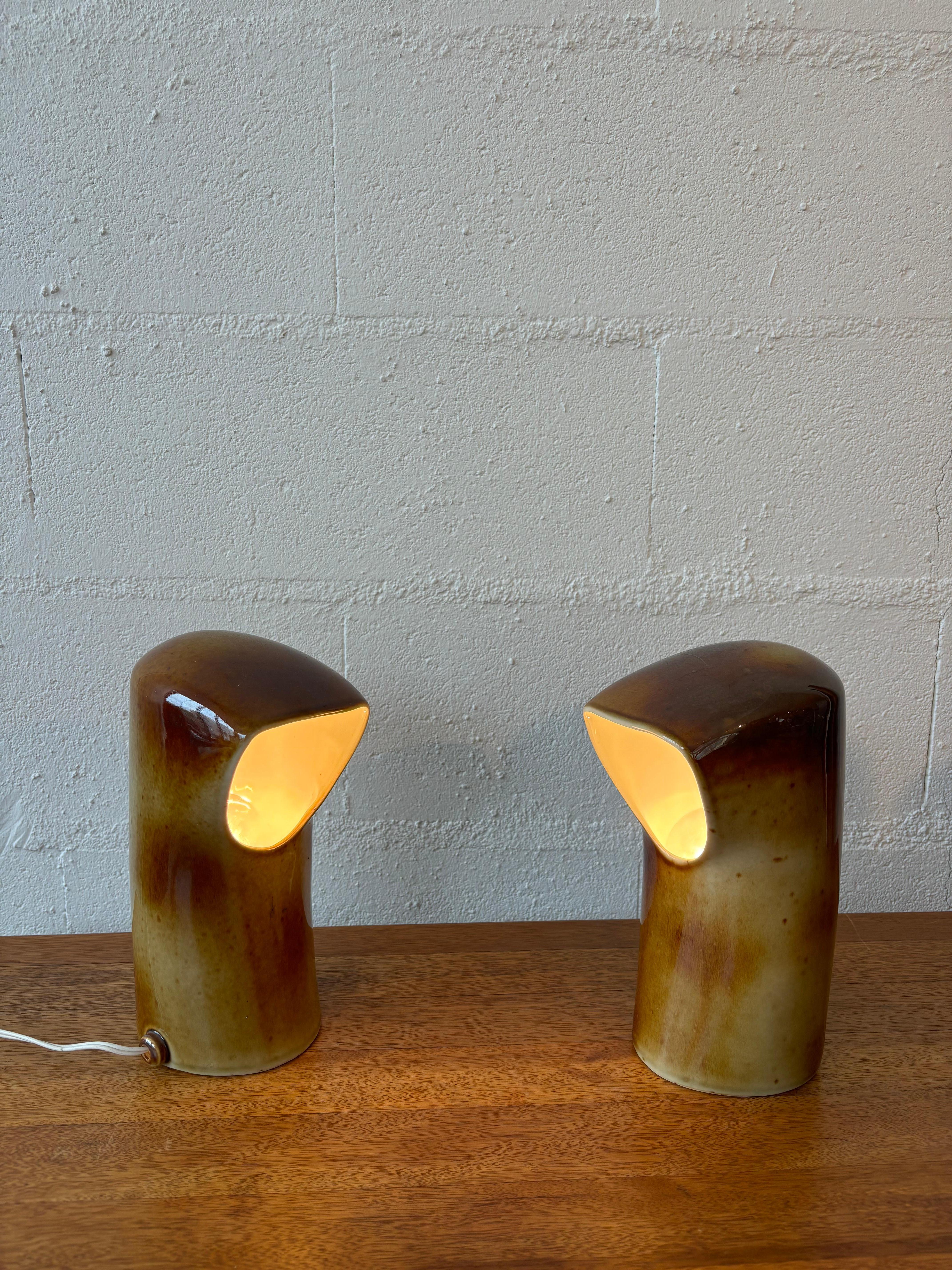 Moderne Paire d'écoutilles de lampe par Pierre Lèbe pour Virebent en vente
