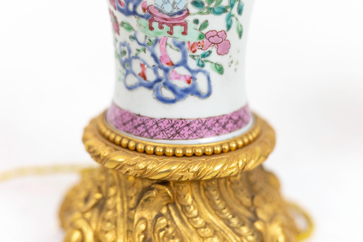 Pair of Lamp in Pink Family Style Porcelain, circa 1880 1
