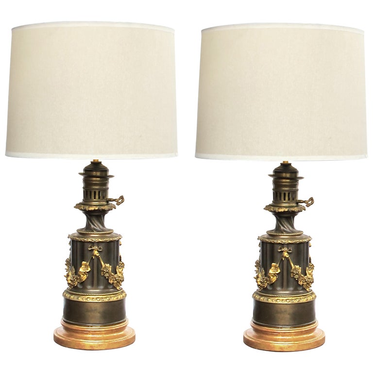 Pair of Lampe a Moderateur, Paris Louis Philippe Bronze Oil Lamps;  Electrified at 1stDibs | lampe a moderateur, lampe louis philippe