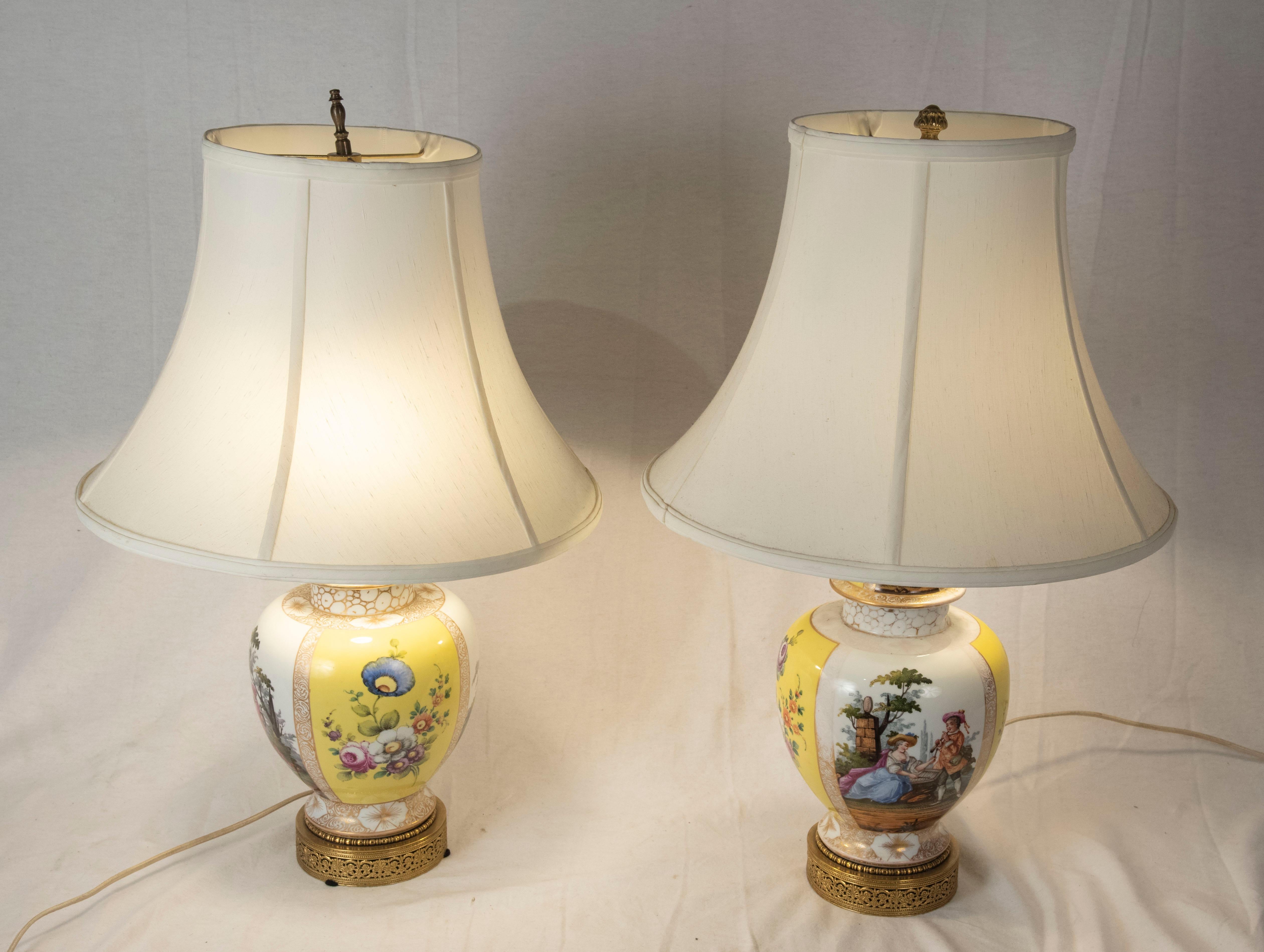 Pair of Lamped Japanese Arita Baluster Vases with Ormolu Mounts, circa 1910 In Good Condition For Sale In Salt Lake City, UT