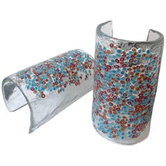 Pair of Lamps Art Glass by Barbini Murano, Italy, 1980s