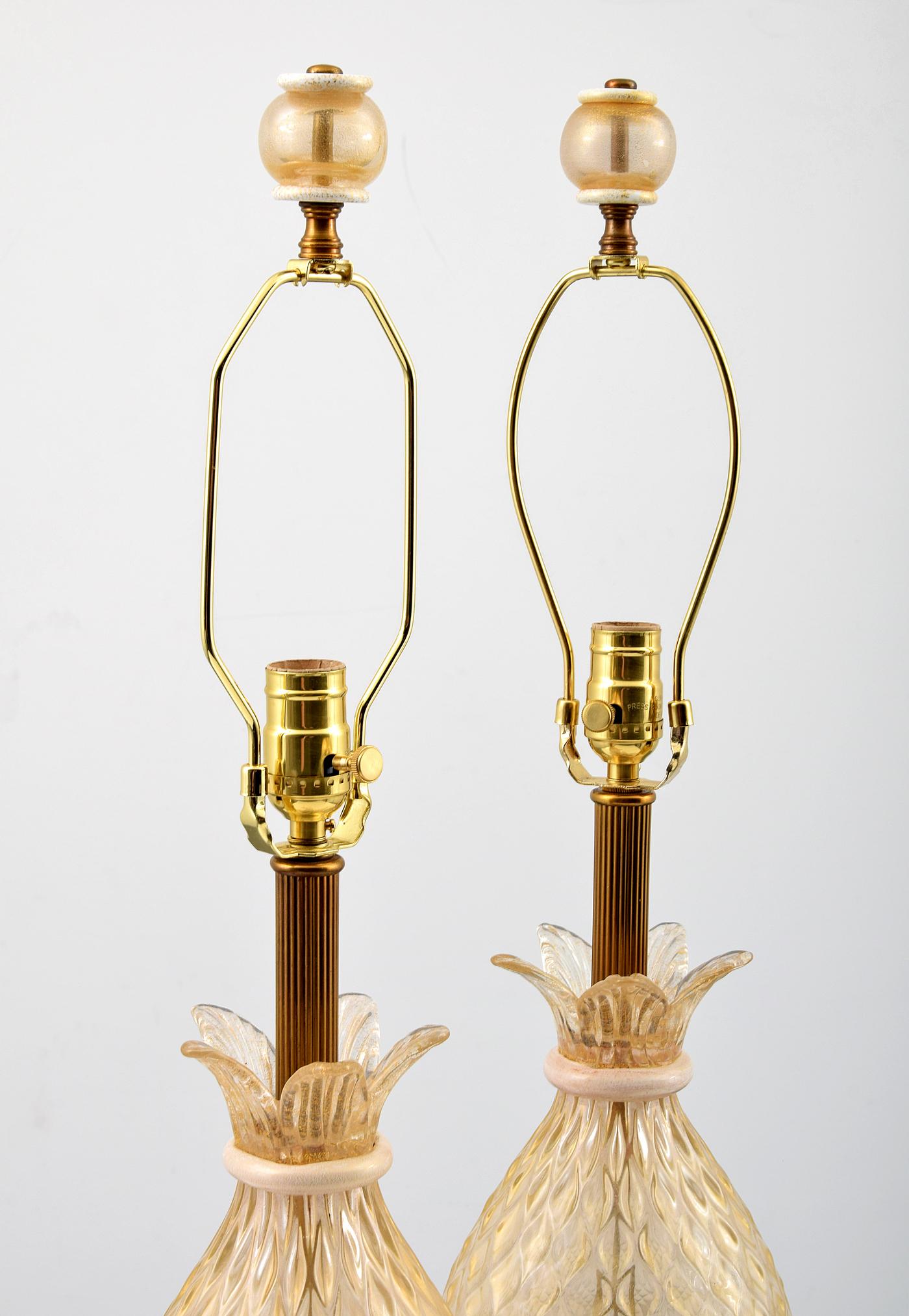 Pair of Lamps Attributed to Barovier & Toso For Sale 2