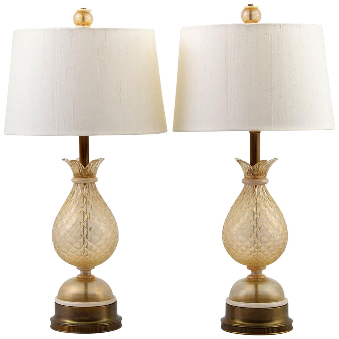 Pair of Lamps Attributed to Barovier & Toso For Sale