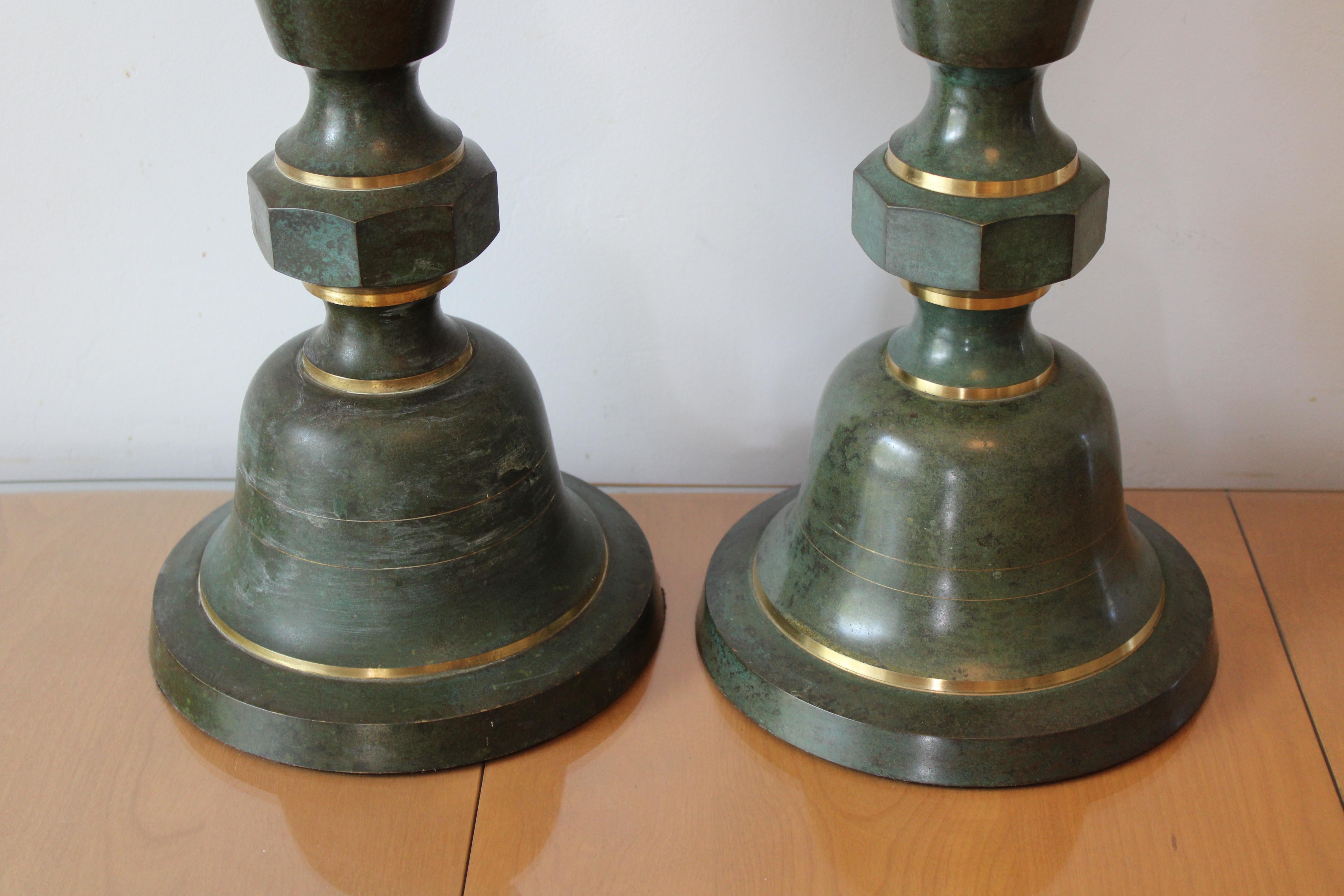 Brass Pair of Lamps Attributed to Carl Sorensen