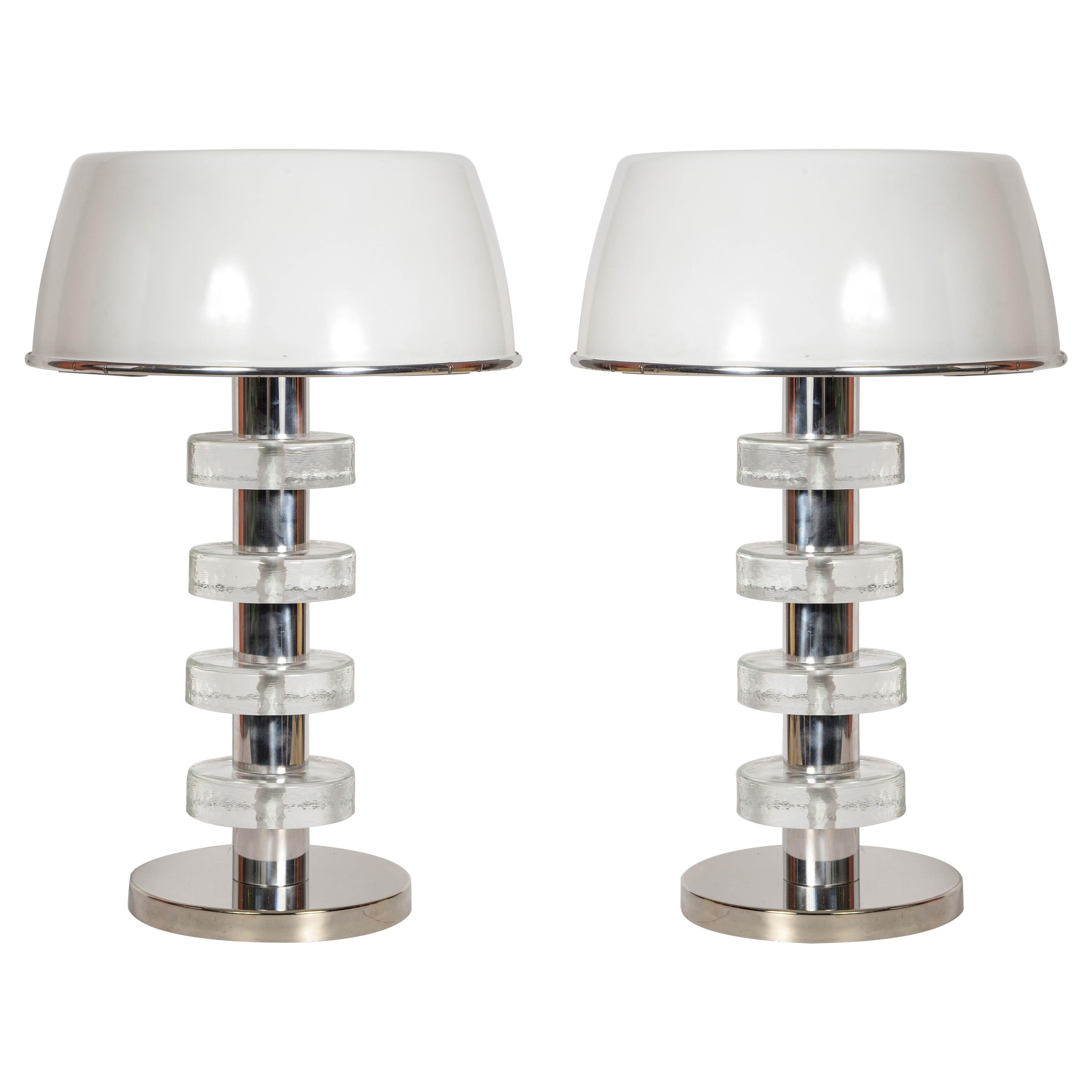 Pair of Lamps Attributed to Jacques Adnet