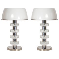 Pair of Lamps Attributed to Jacques Adnet