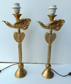Pair of Lamps Bird and Heart by Pierre Casenove for Fondica, France, 1990s