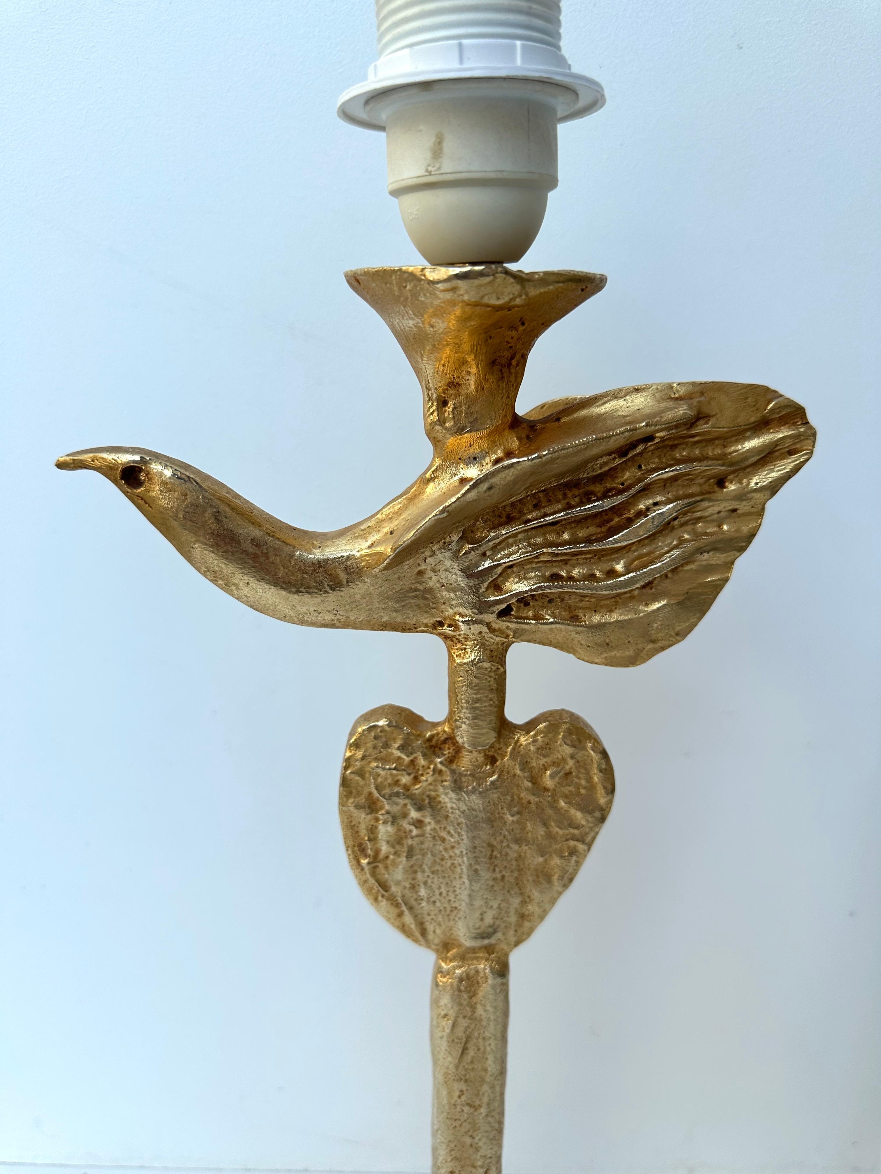French Pair of Lamps Bird and Heart by Pierre Casenove for Fondica, France, 1990s For Sale