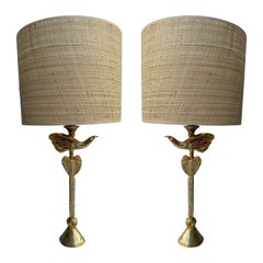 Paire de lampes Oiseau et Cœur de Pierre Casenove pour Fondica, France, 1990