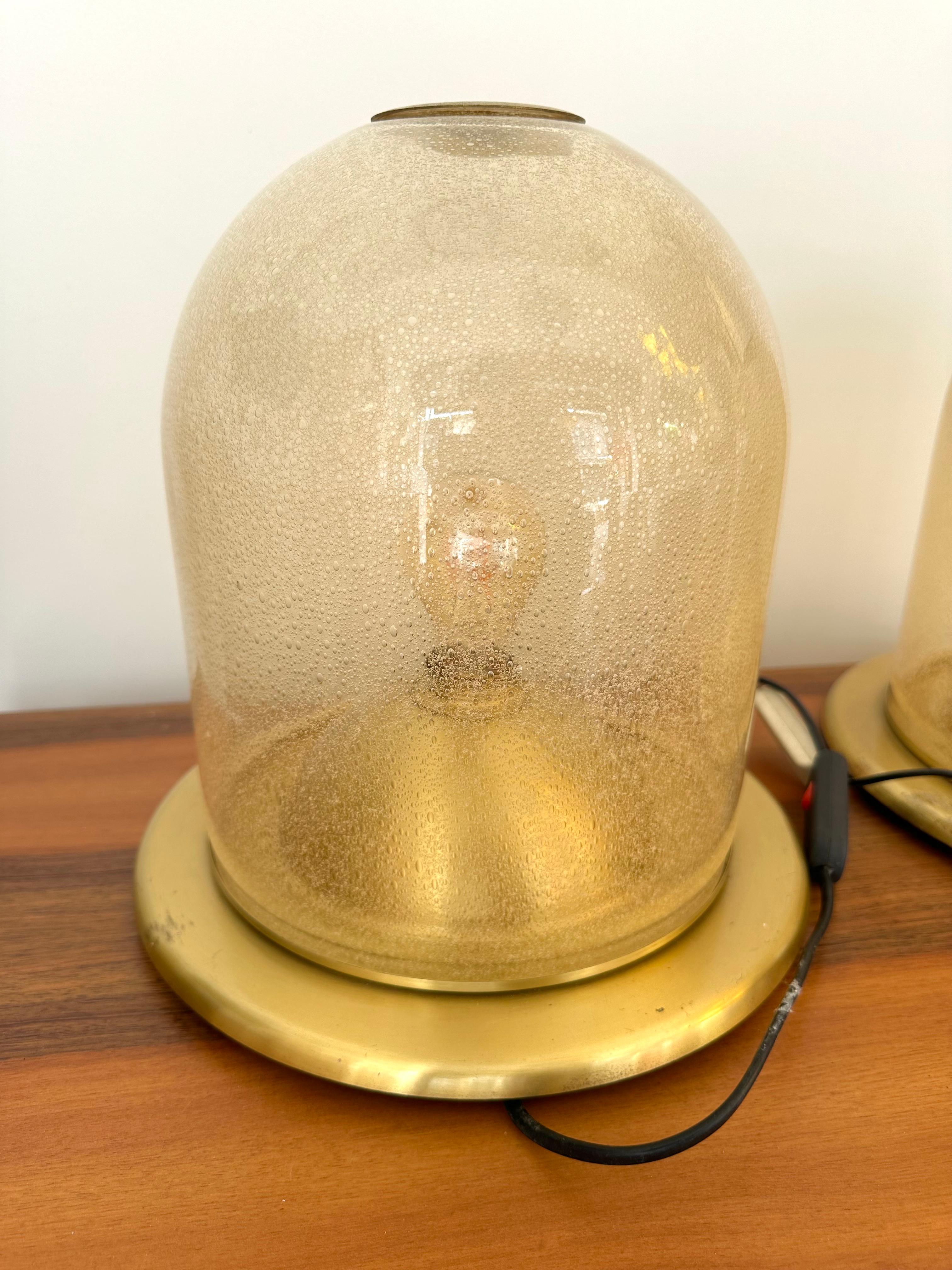 Lampenpaar Messing und goldene Murano-Glasblasen von F. Fabbian, Italien, 1970er Jahre im Angebot 5