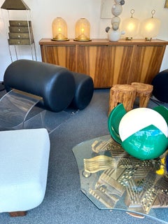 Pair of Lamps Brass and Gold Bubble Murano Glass by F. Fabbian, Italy, 1970s