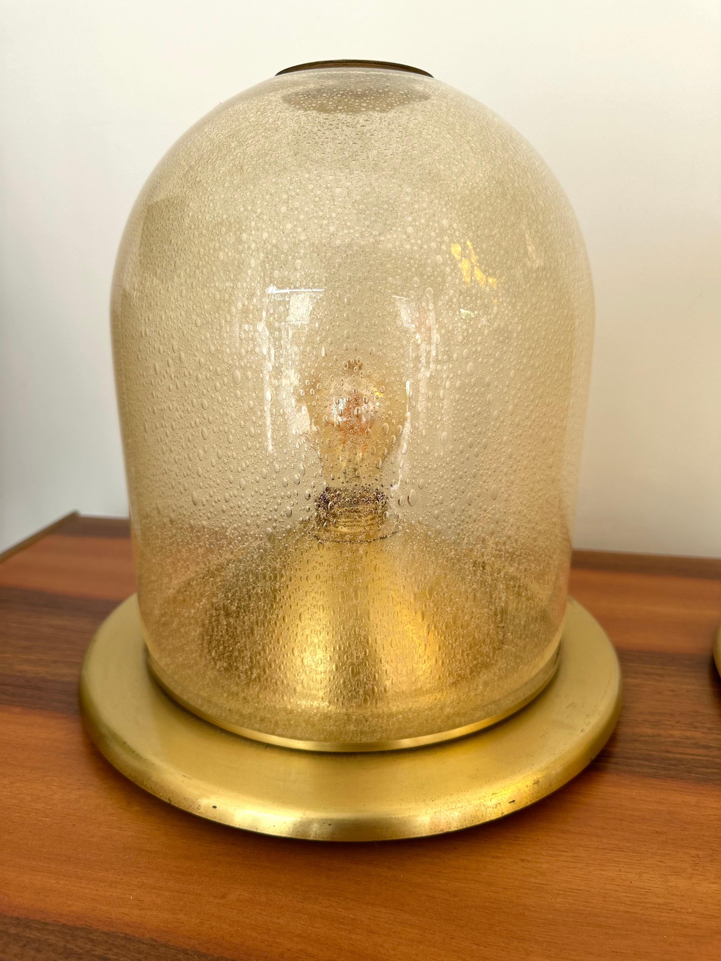 Lampenpaar Messing und goldene Murano-Glasblasen von F. Fabbian, Italien, 1970er Jahre im Angebot 3