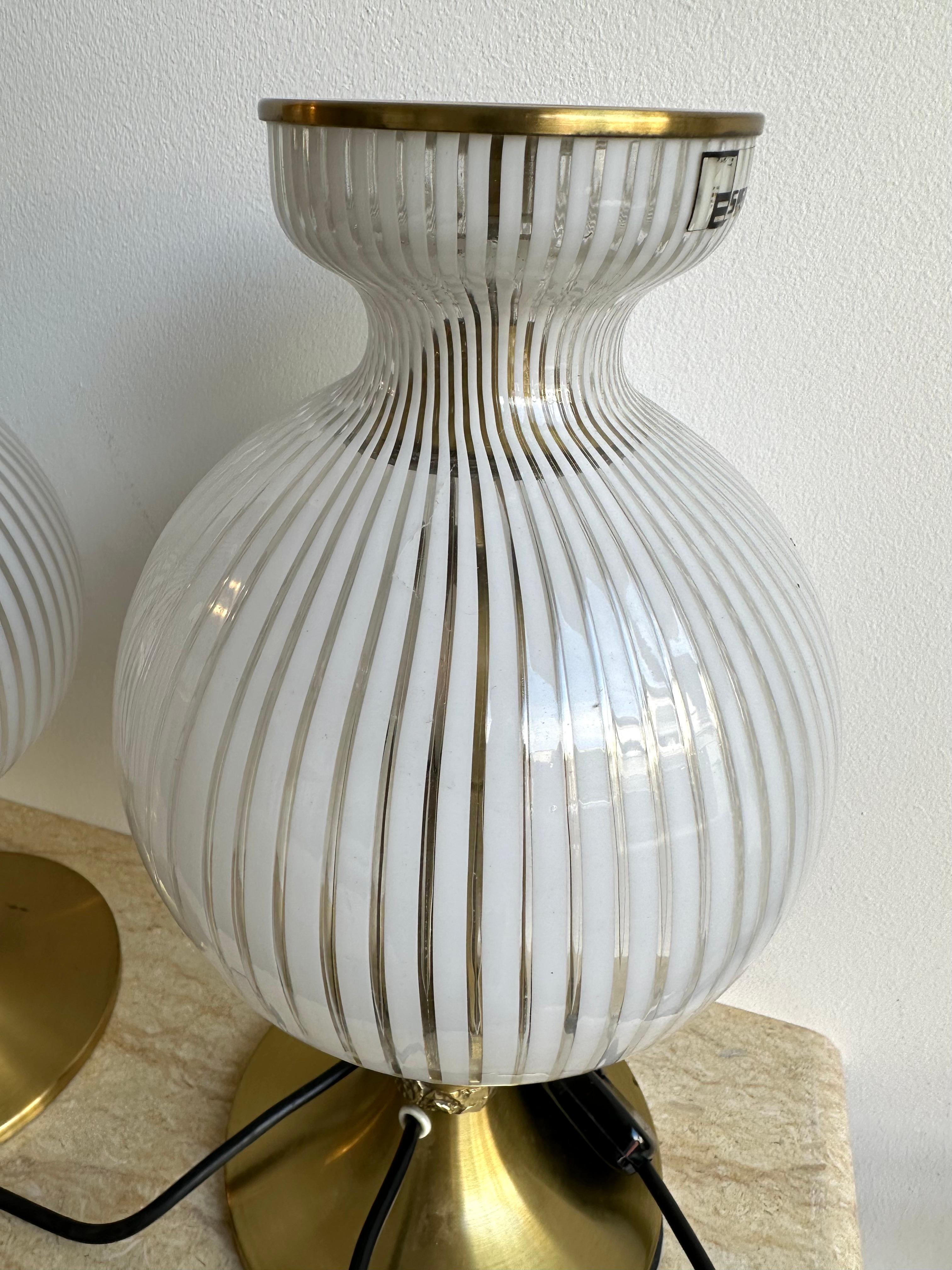 Pair of Lamps Brass and Murano Glass by Angelo Brotto for Esperia. Italy, 1970s For Sale 4