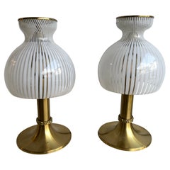 Lampenpaar aus Messing und Murano-Glas von Angelo Brotto für Esperia. Italien, 1970er Jahre