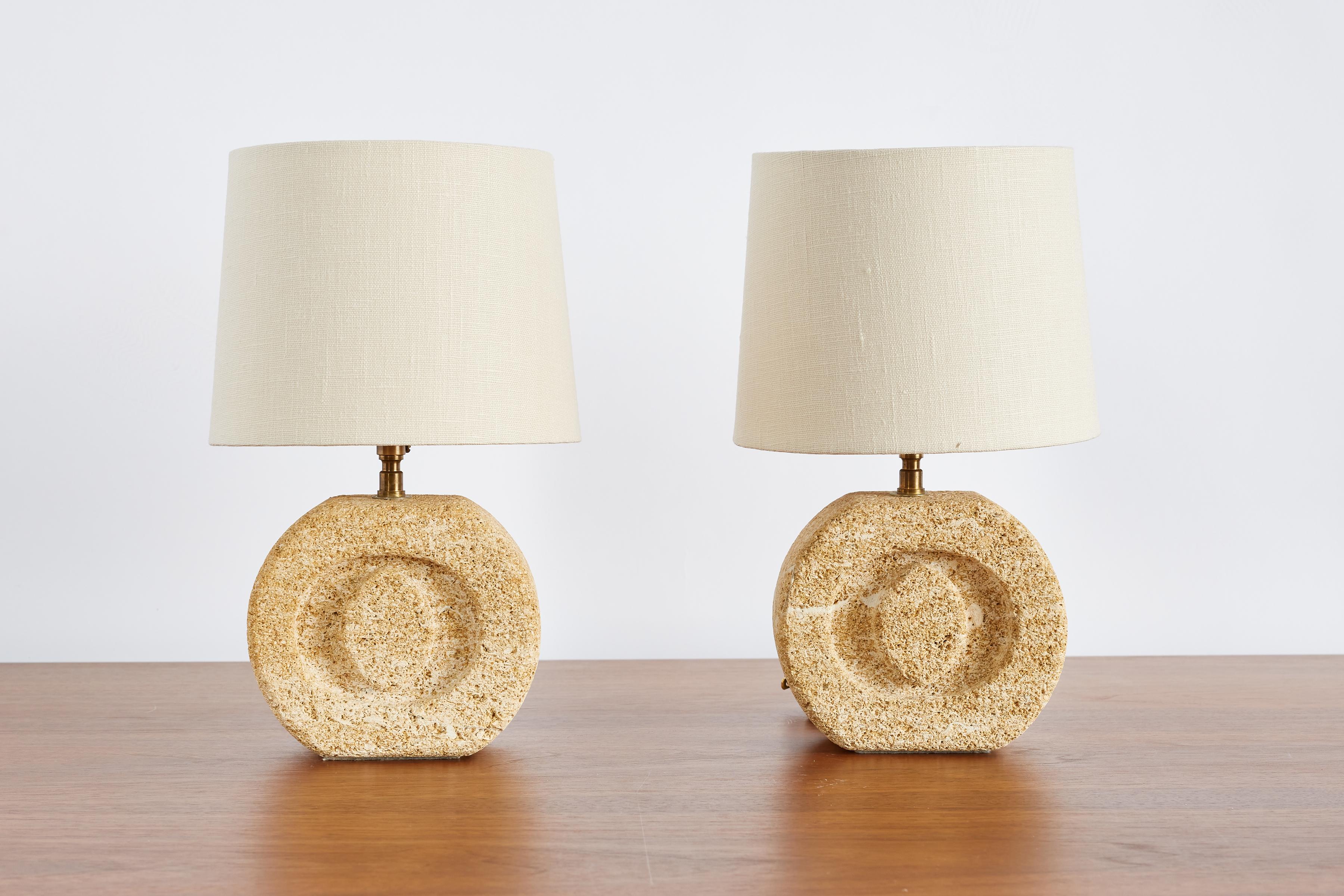 Linen Pair of lamps by Albert Tormos