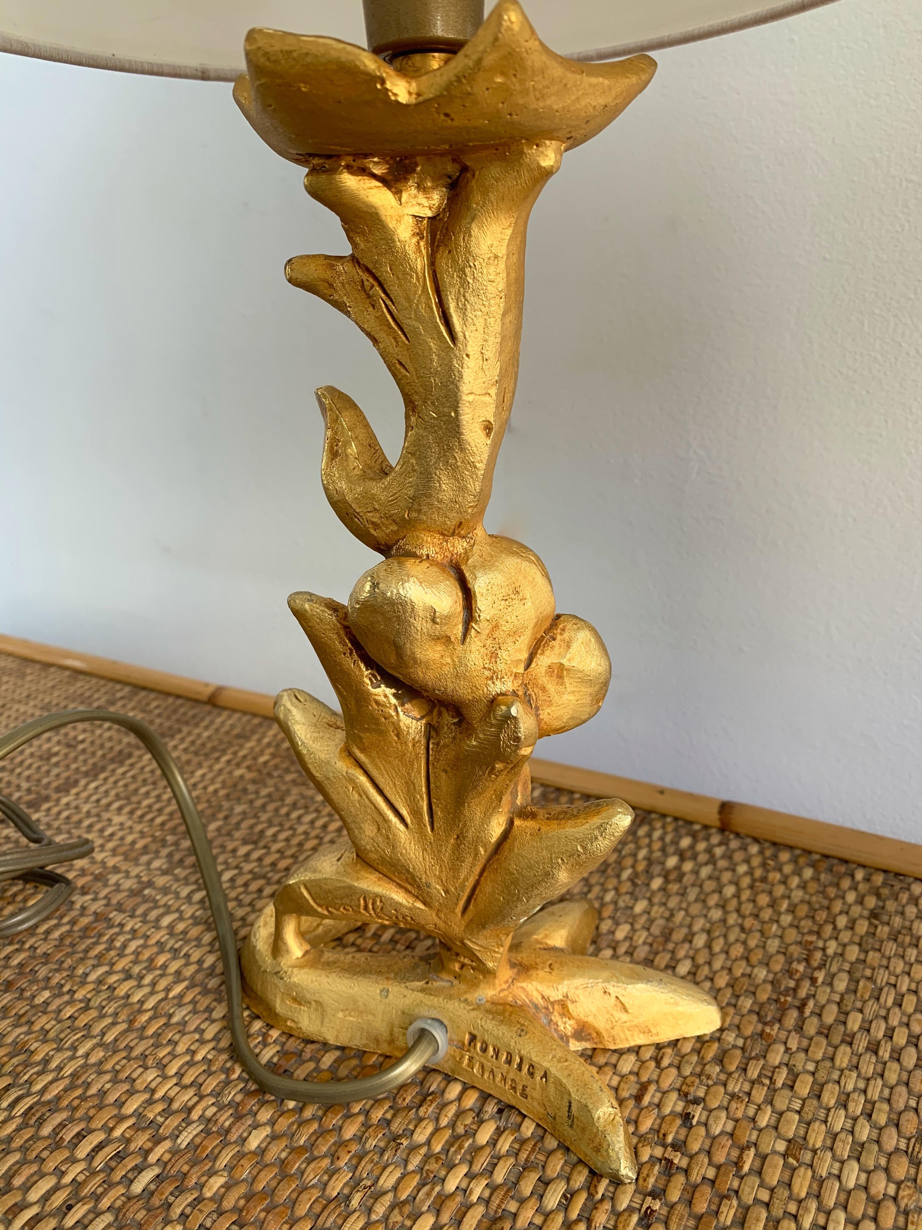Pair of lamps gilt metal bronze style by Mathias for Fondica. Sign and date Mathias 95. Famous artist who have worked for the manufacture like Nicolas Dewael, Stéphane Galerneau, Pierre Casenove. In the style of Garouste et Bonetti, Giacometti,