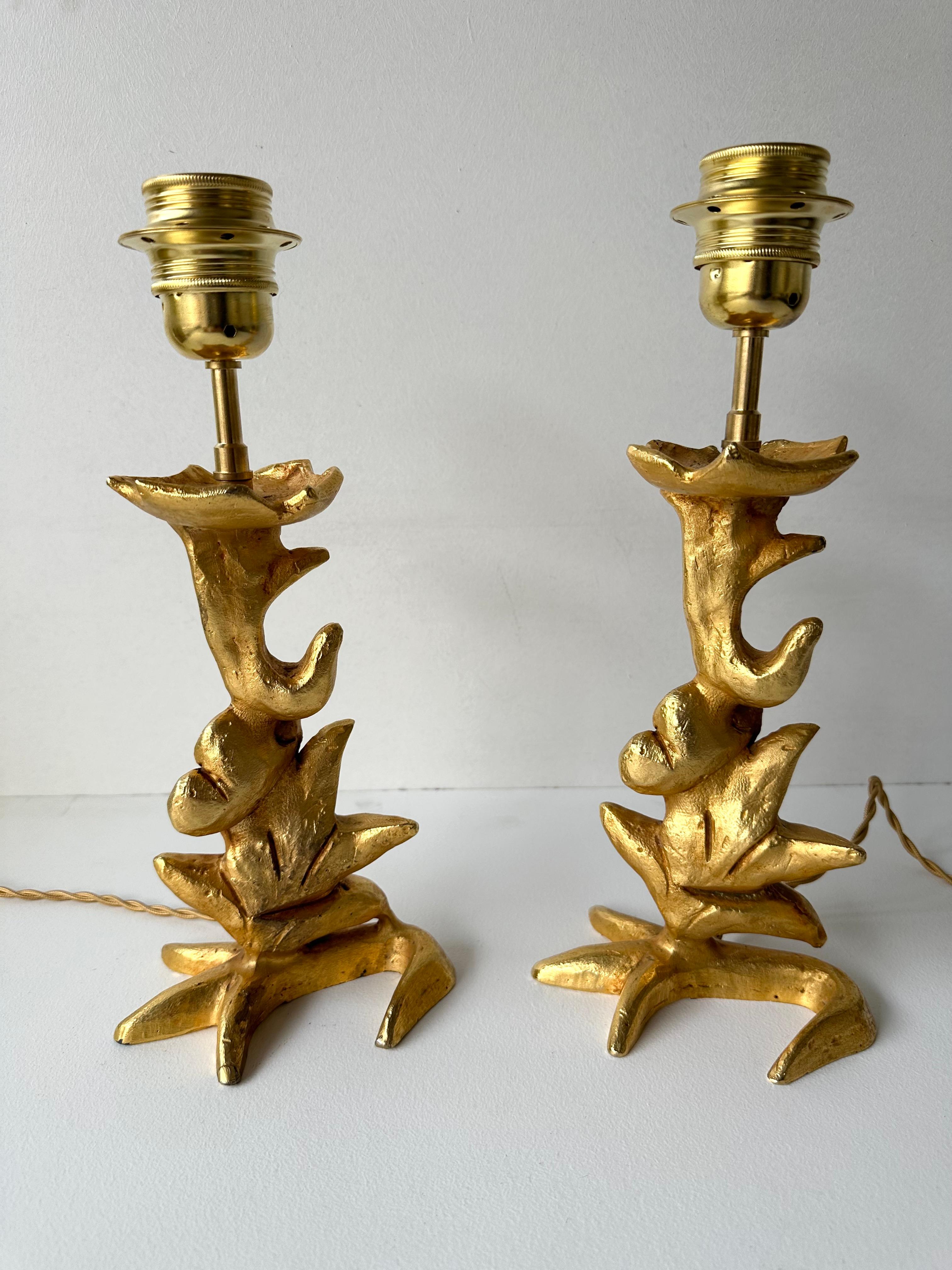 Mid-Century Modern Pair of Lamps by Mathias for Fondica, France, 1990s For Sale