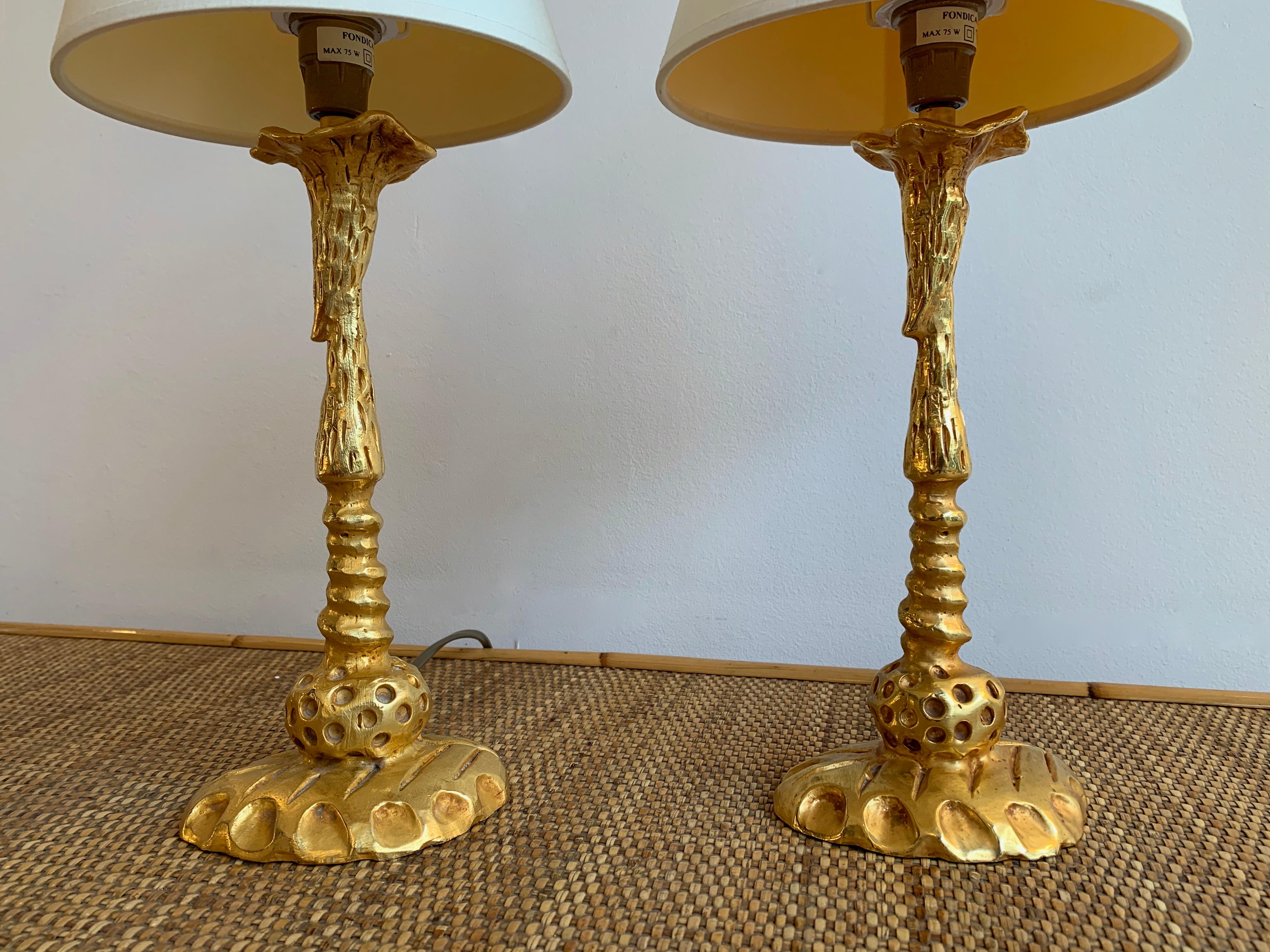 Mid-Century Modern Pair of Lamps by Mathias for Fondica, France, 1990s